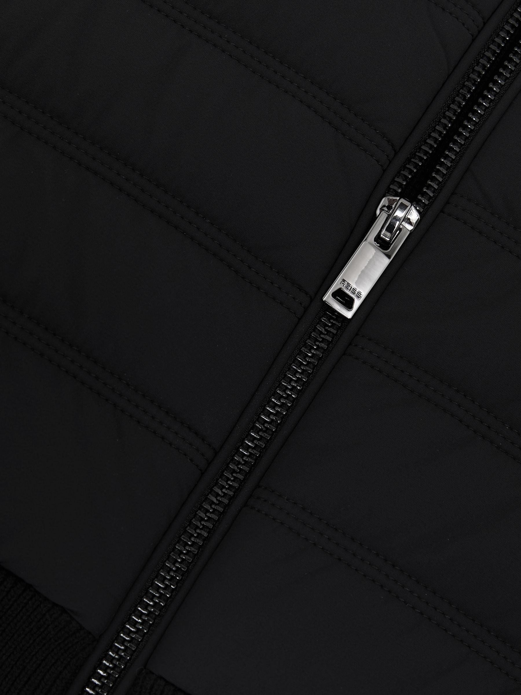 Funnel-Neck Quilted Knit Gilet in Black - image 3
