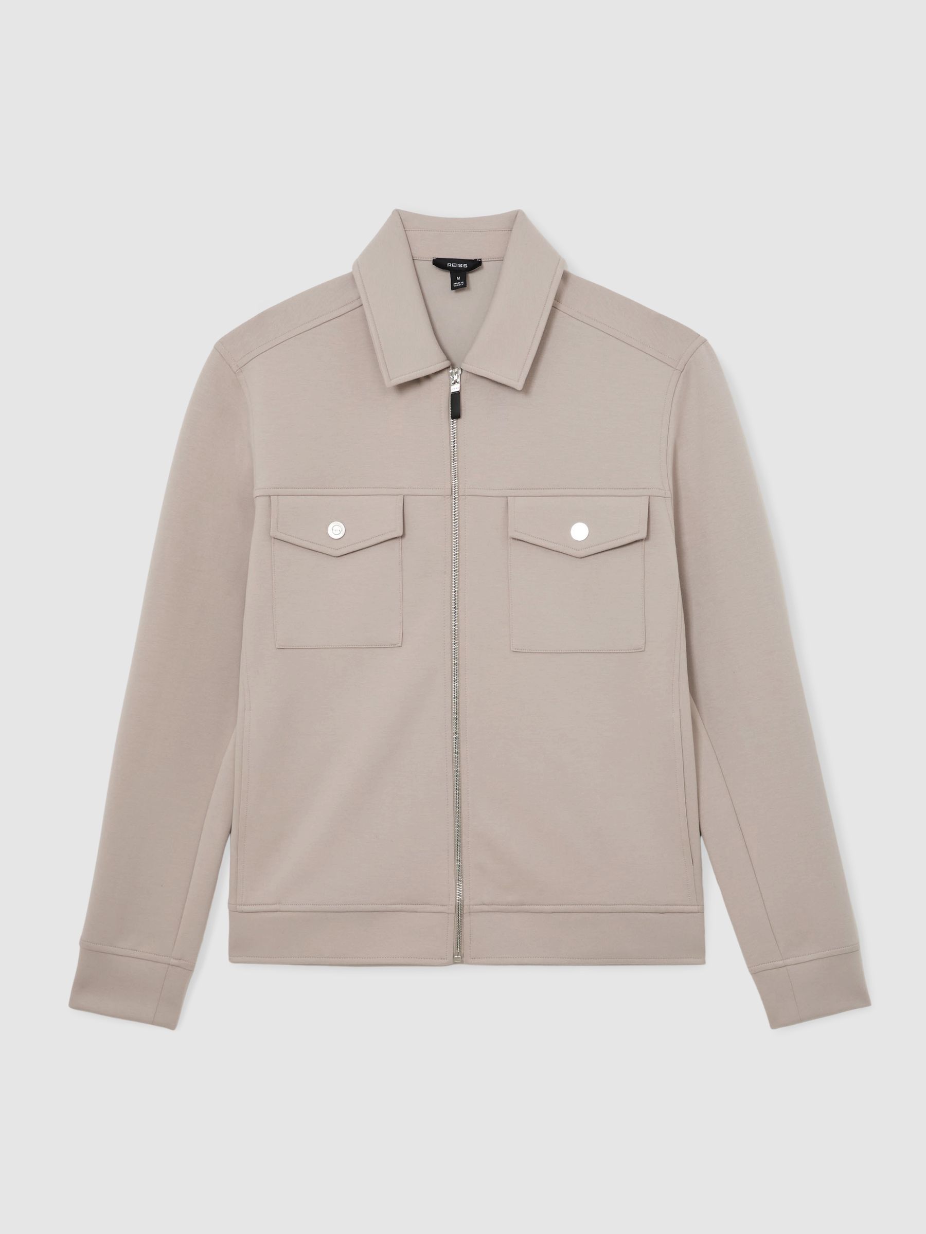 Premium Interlock Zip-Through Overshirt in Stone - image 1