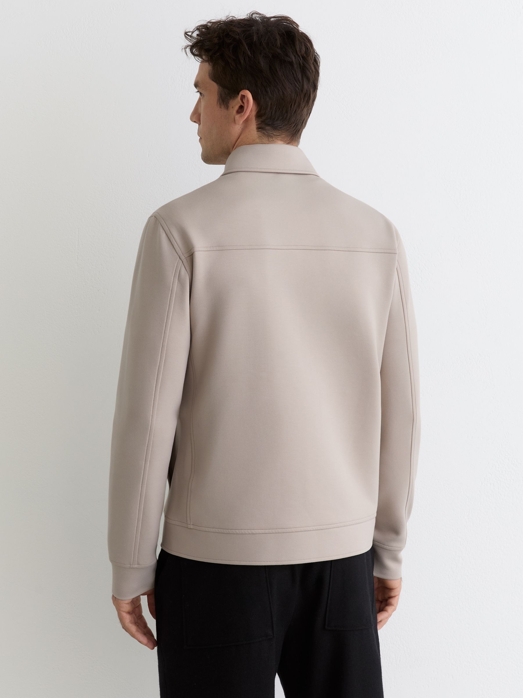Premium Interlock Zip-Through Overshirt in Stone - image 3