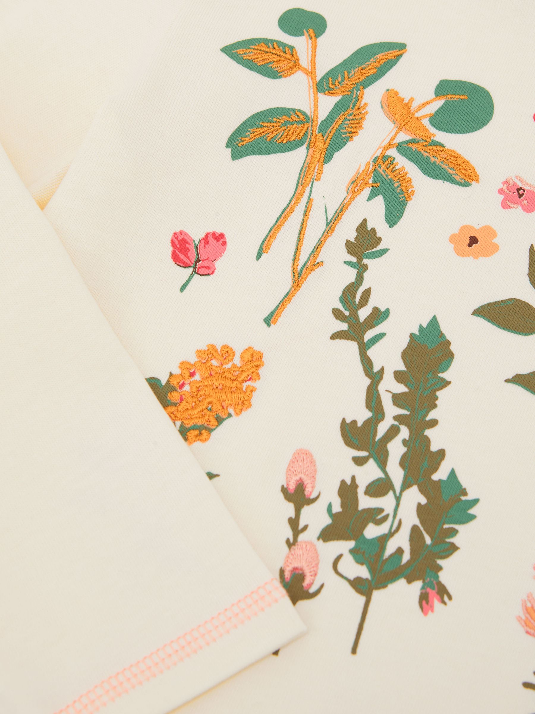 3-9 yrs Cotton Floral Embroidered T-Shirt in Ivory - Image 4 of 4