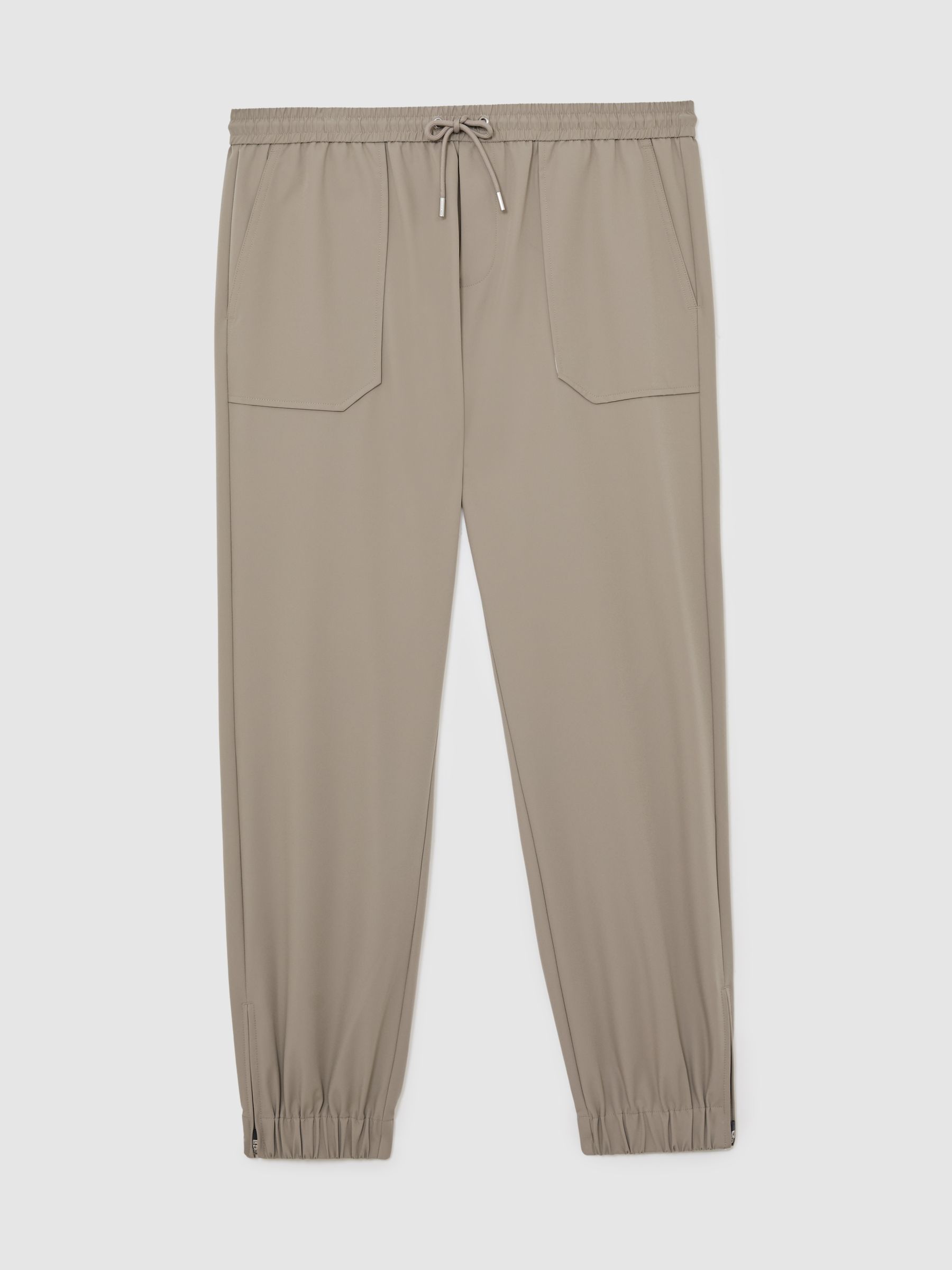 Technical Cuffed Drawstring Trousers in Taupe Brown - image 1