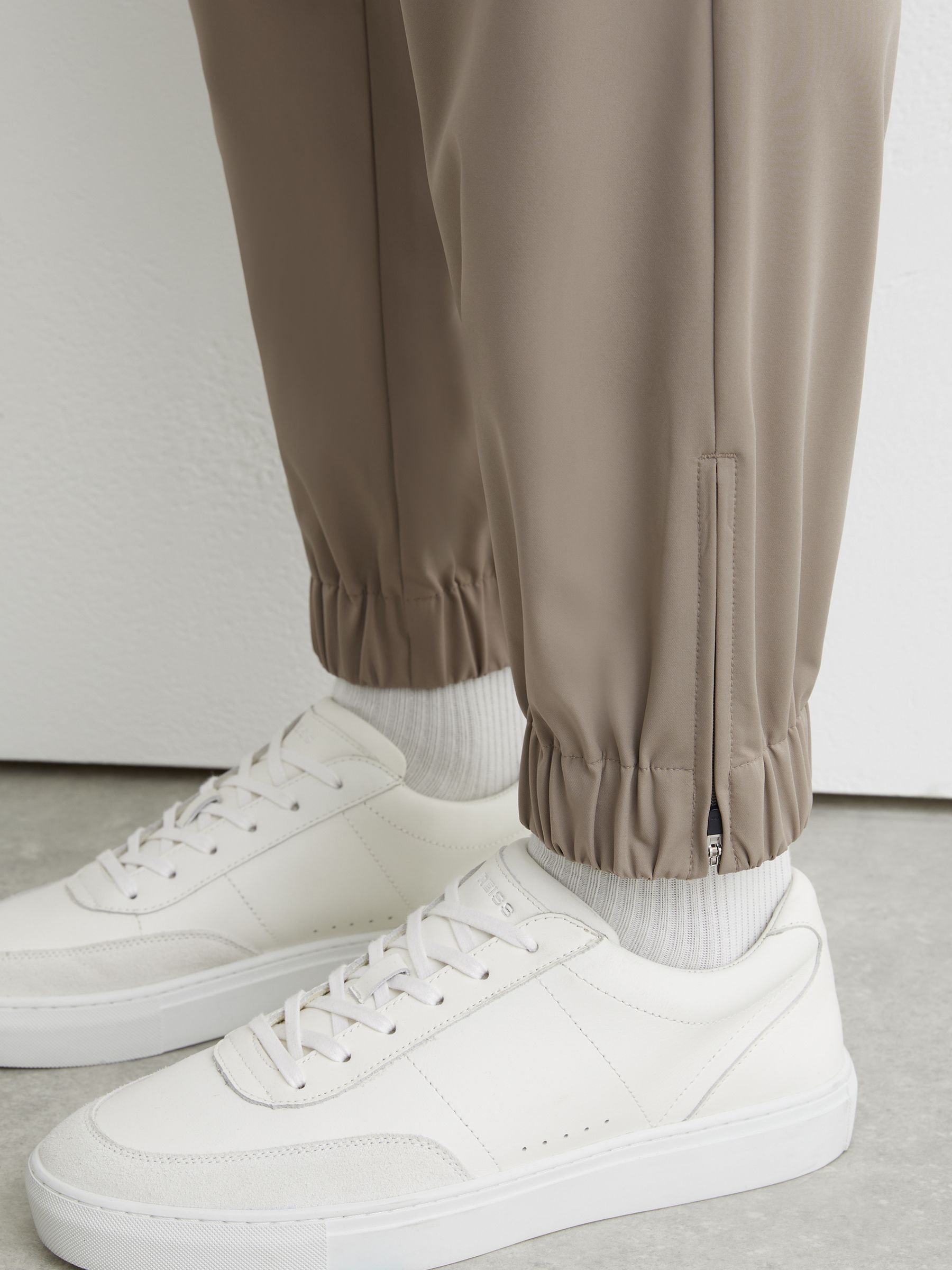 Technical Cuffed Drawstring Trousers in Taupe Brown - image 4