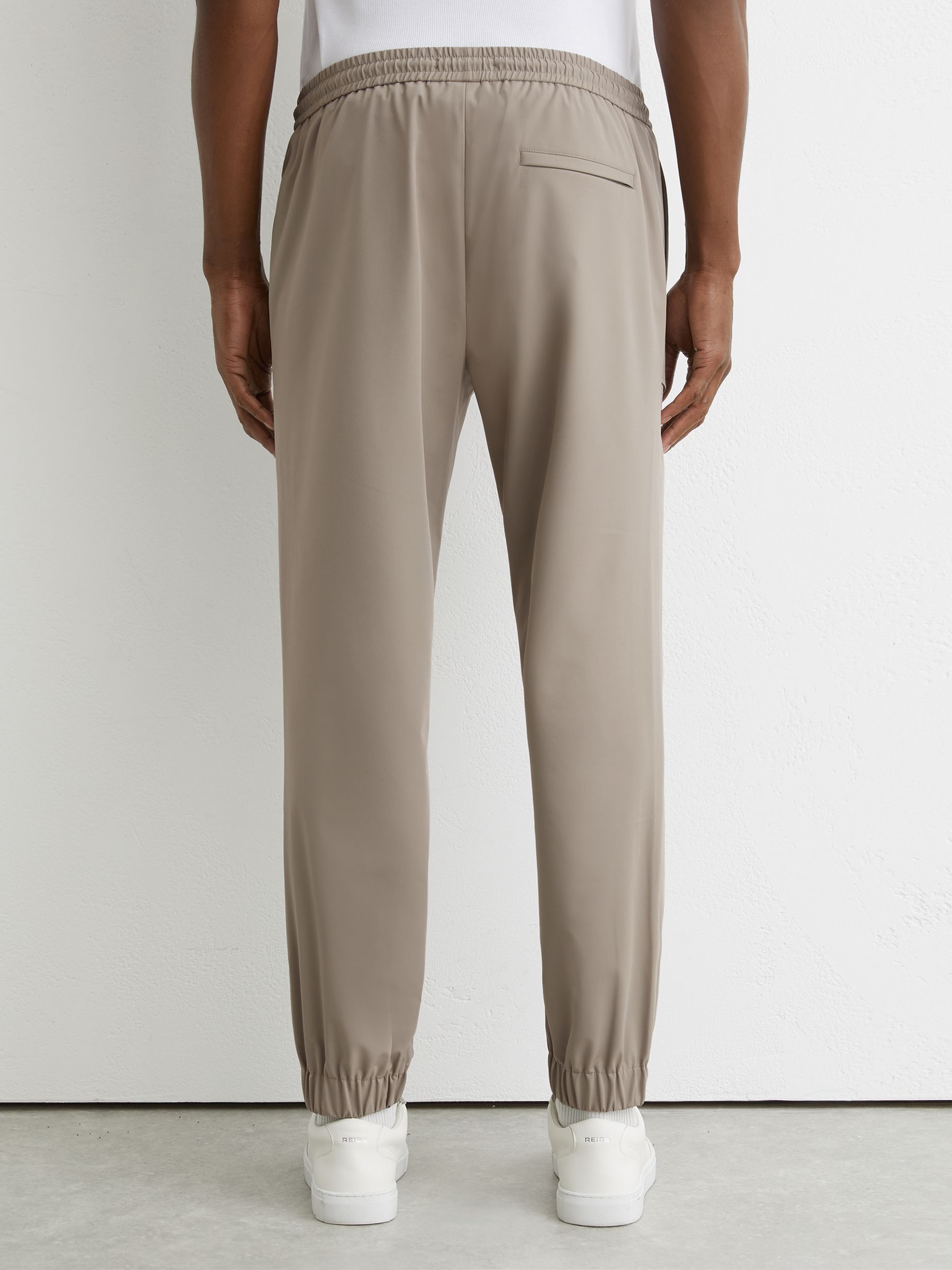 Technical Cuffed Drawstring Trousers in Taupe Brown - Image 6 of 7