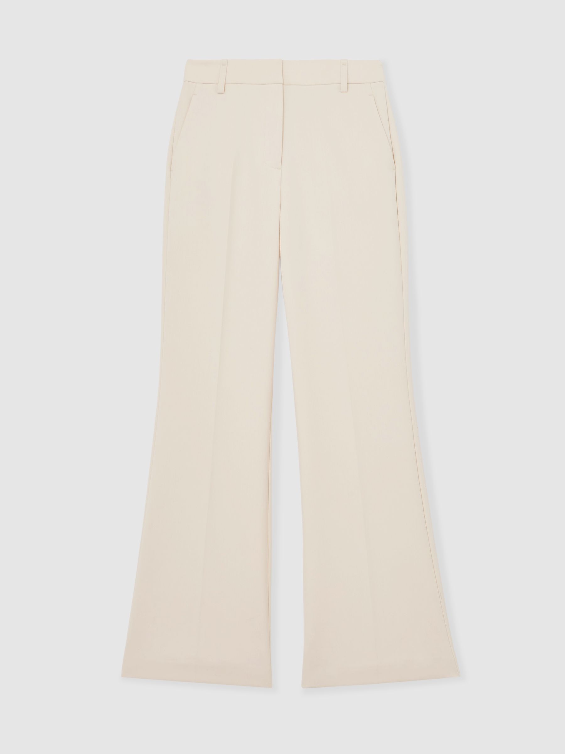 Flared Knot-Hardware Belted Trousers in Cream - image 1