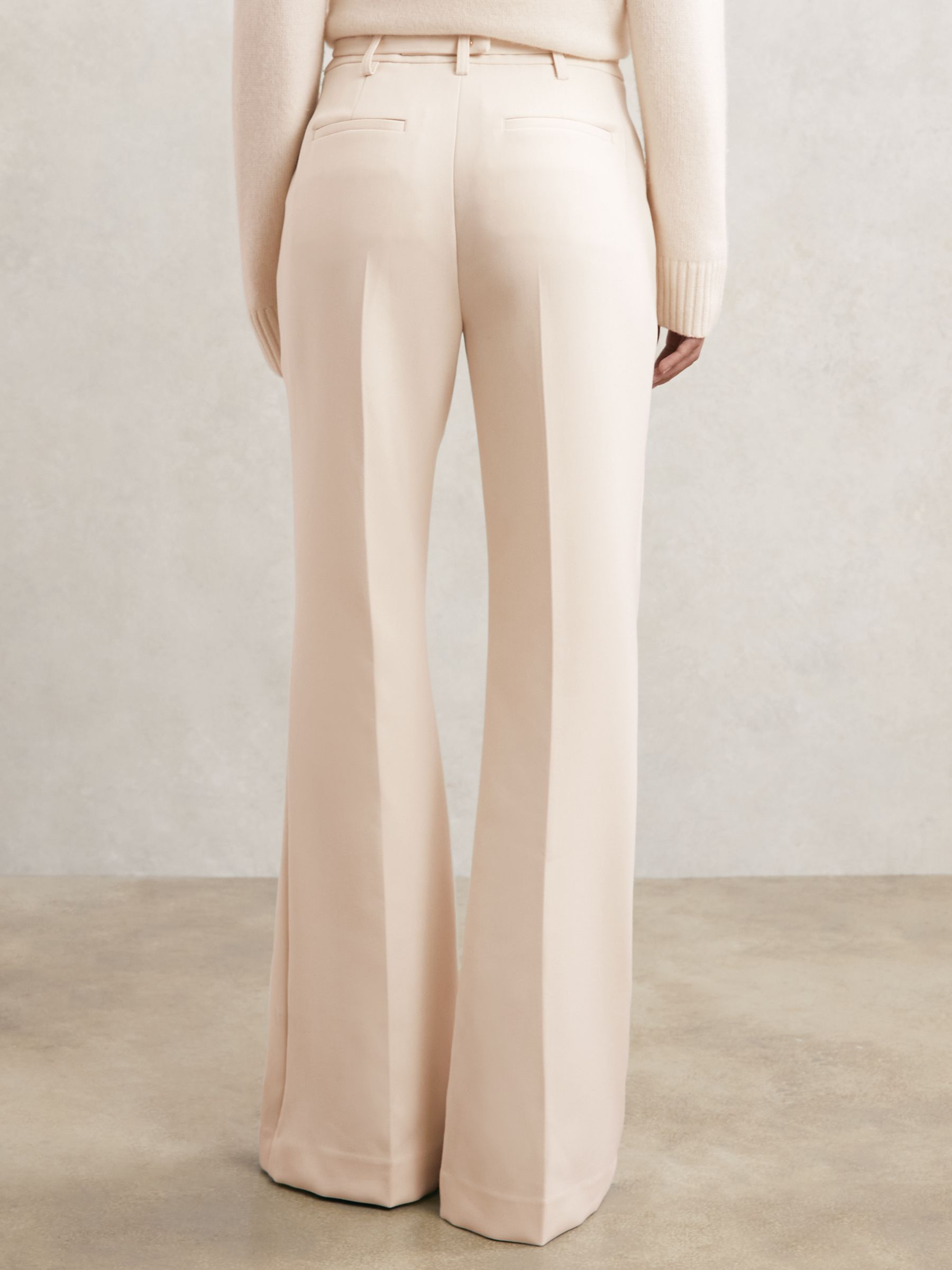 Flared Knot-Hardware Belted Trousers in Cream - image 4