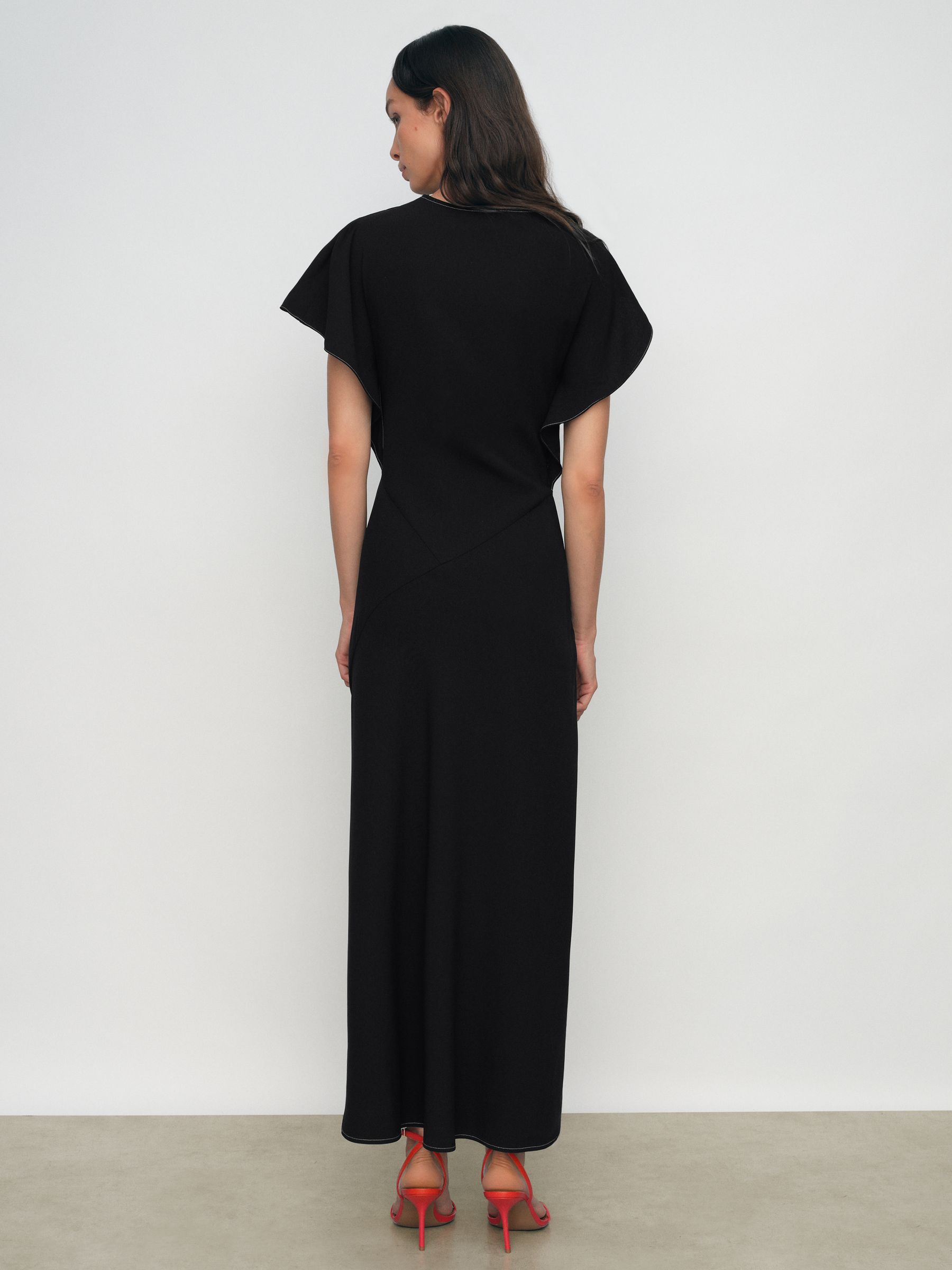 Asymmetric Draped Midi Dress in Black - image 4