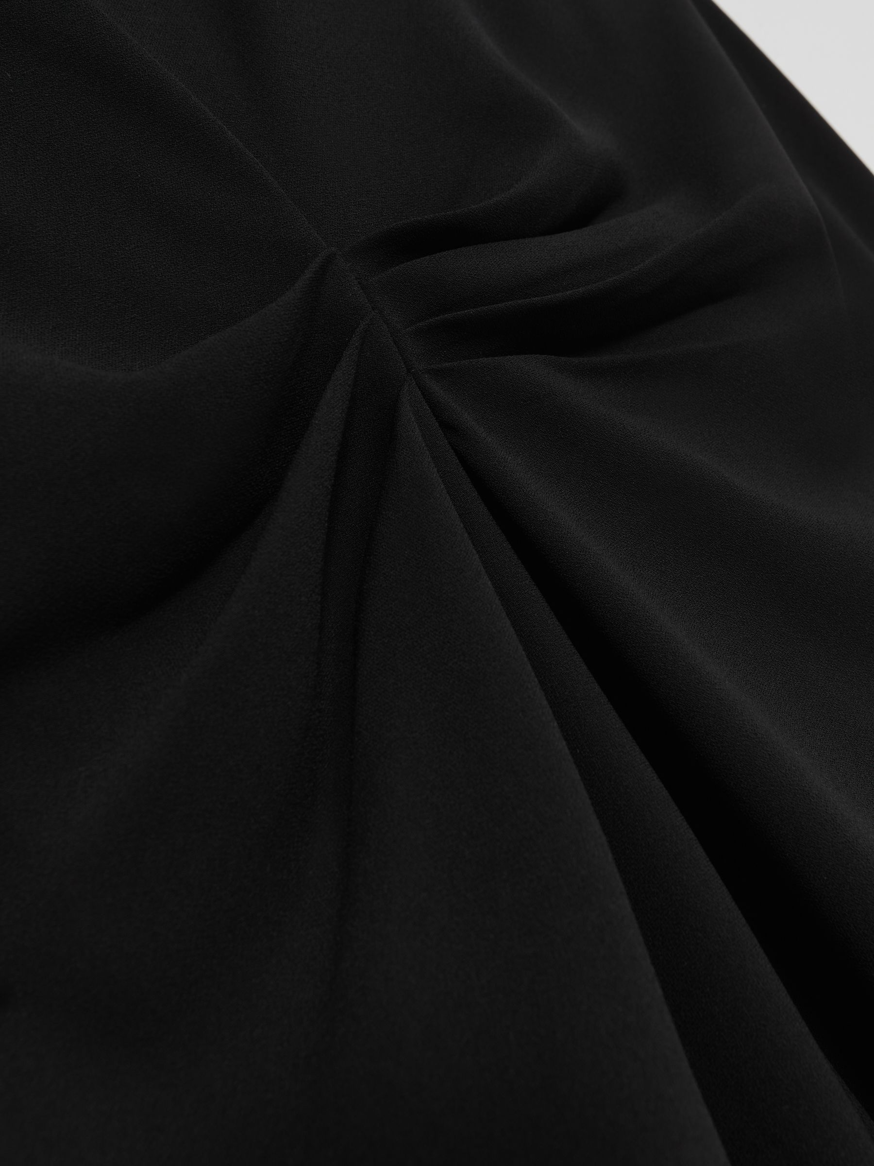 Asymmetric Draped Midi Dress in Black - image 3