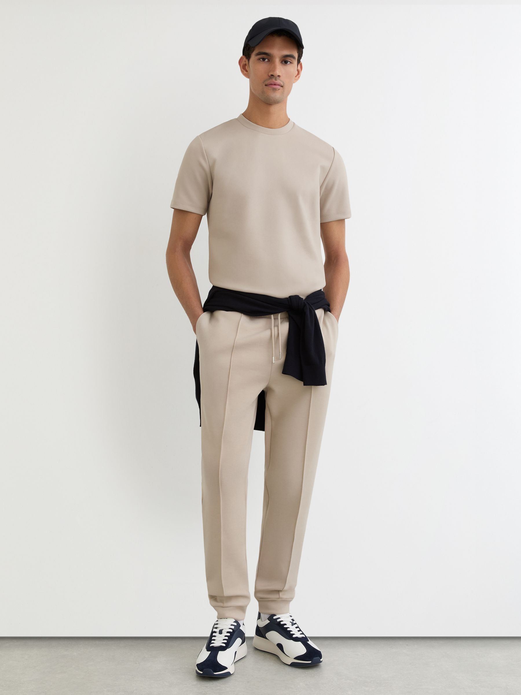 Premium Interlock Crew-Neck T-Shirt in Stone - Image 3 of 6