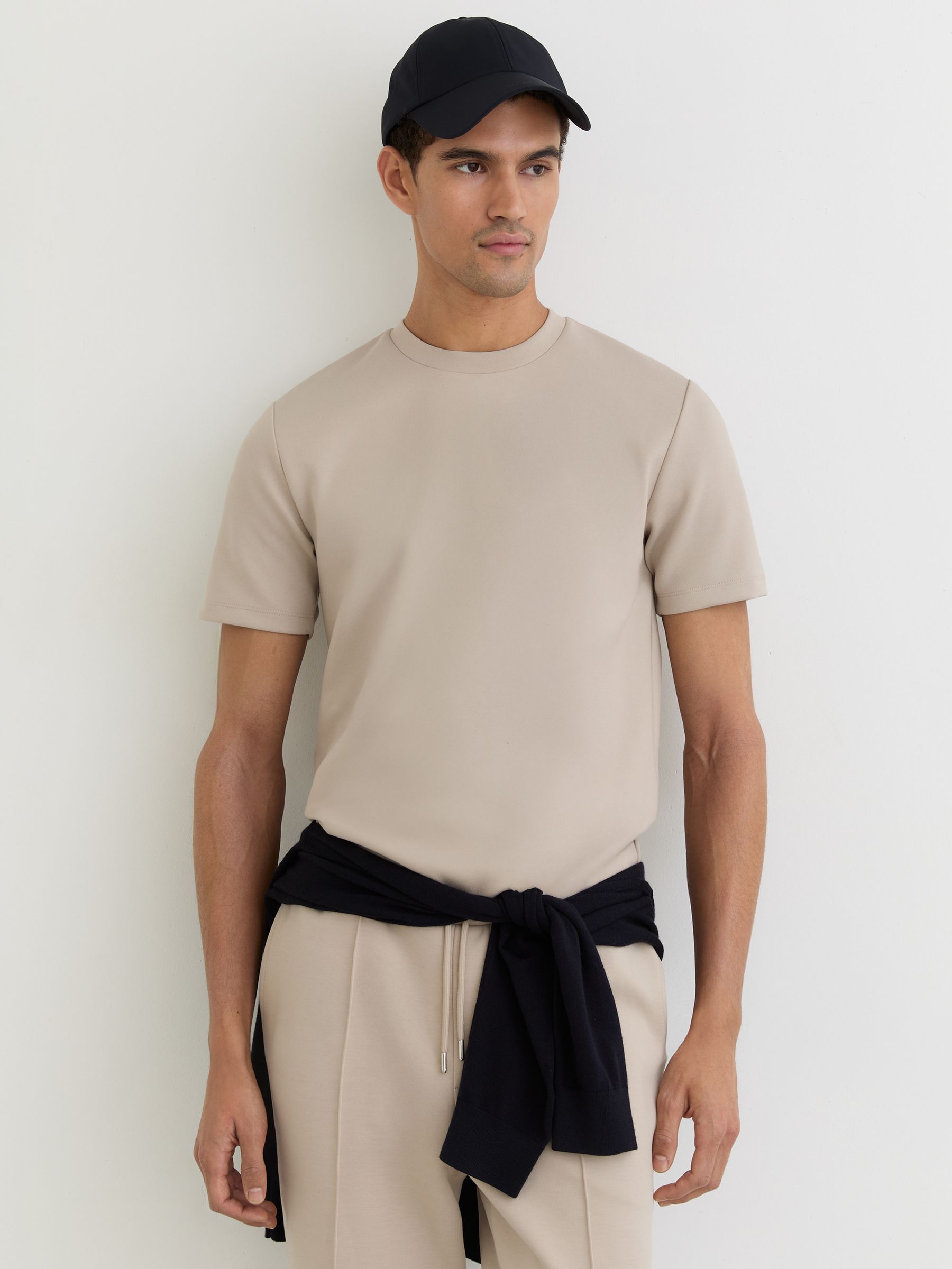 Premium Interlock Crew-Neck T-Shirt in Stone - Image 4 of 6