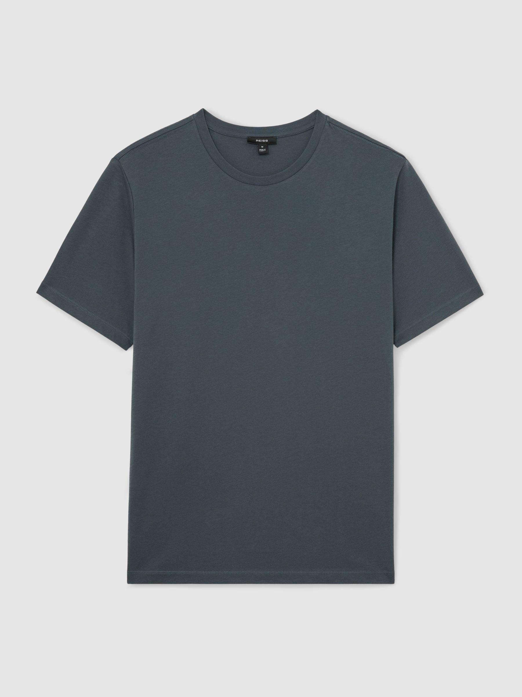 Cotton Crew-Neck Tailored-Fit T-Shirt in Petrol Blue - image 1