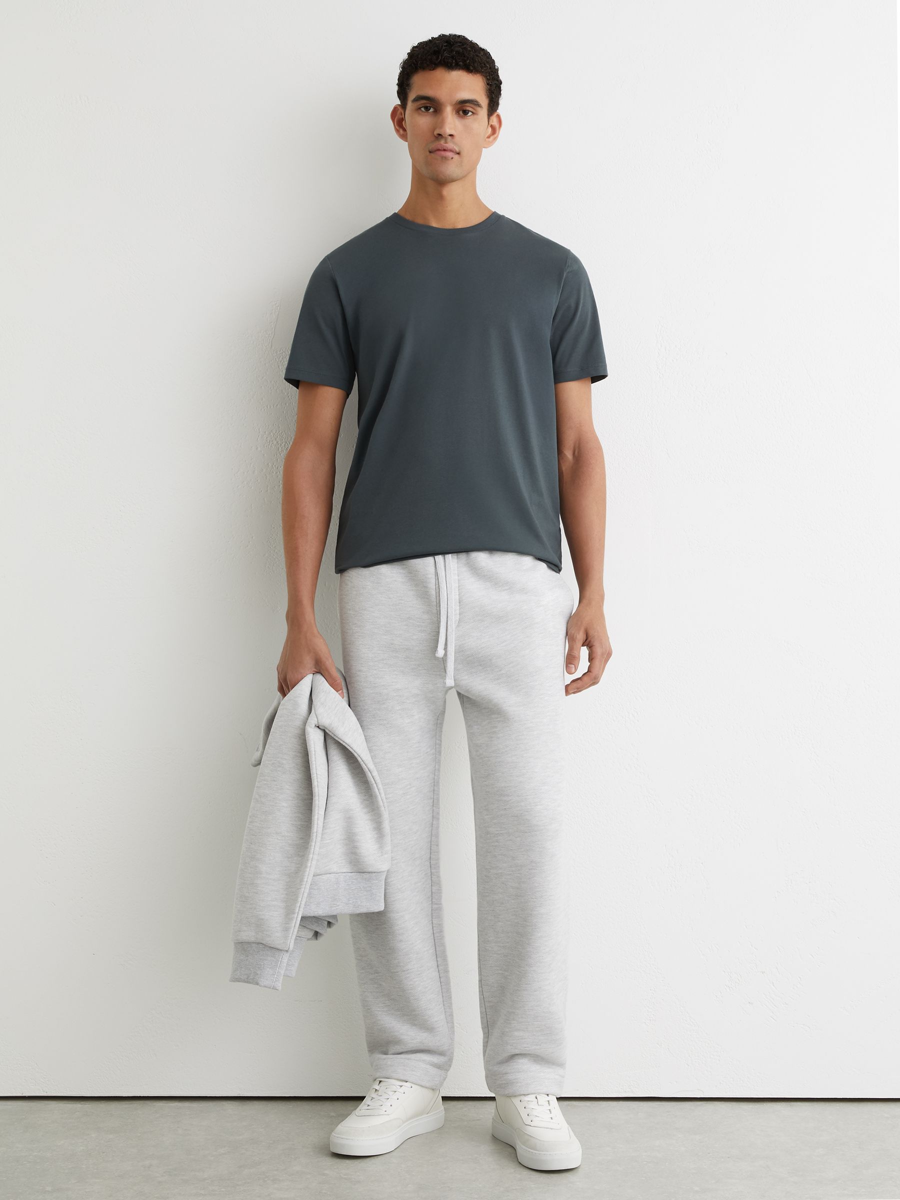 Cotton Crew Neck T-Shirt in Petrol Blue - Image 3 of 6