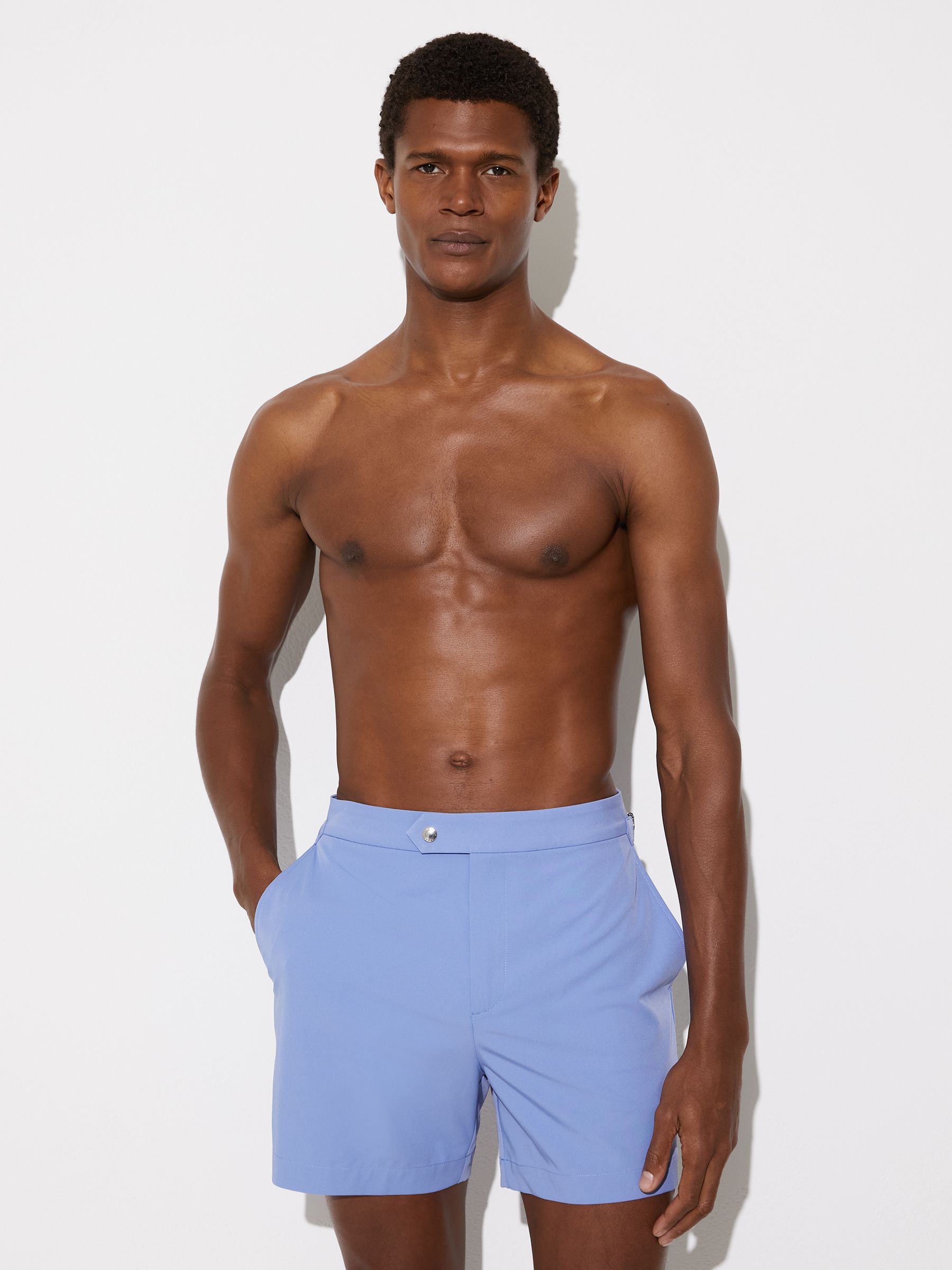 Side-Adjuster Swim Shorts in Sky Blue - Image 3 of 6