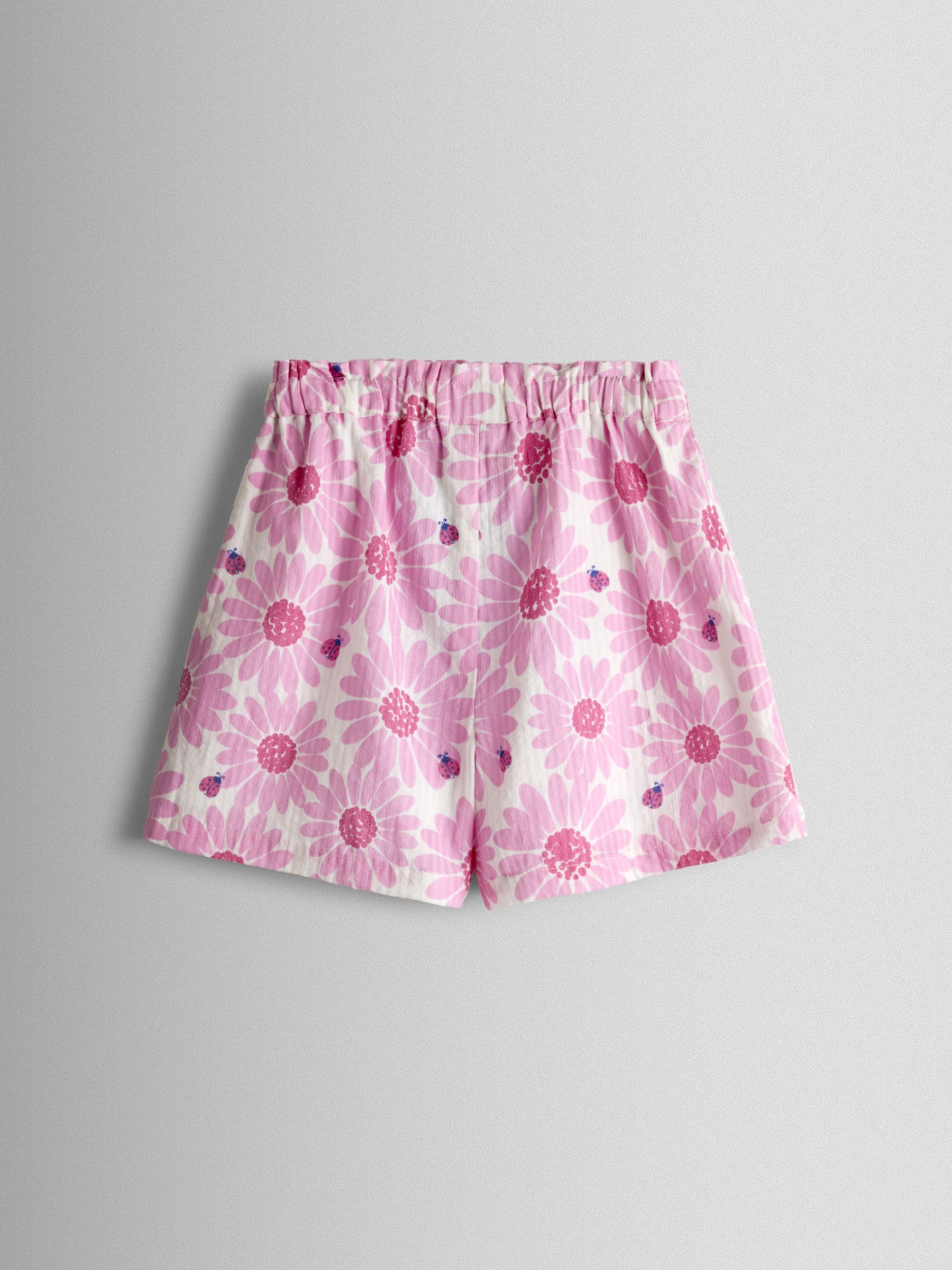 Pink Daisy & Ladybird Frill Shoulder Seersucker Top & Short Set - Image 4 of 6