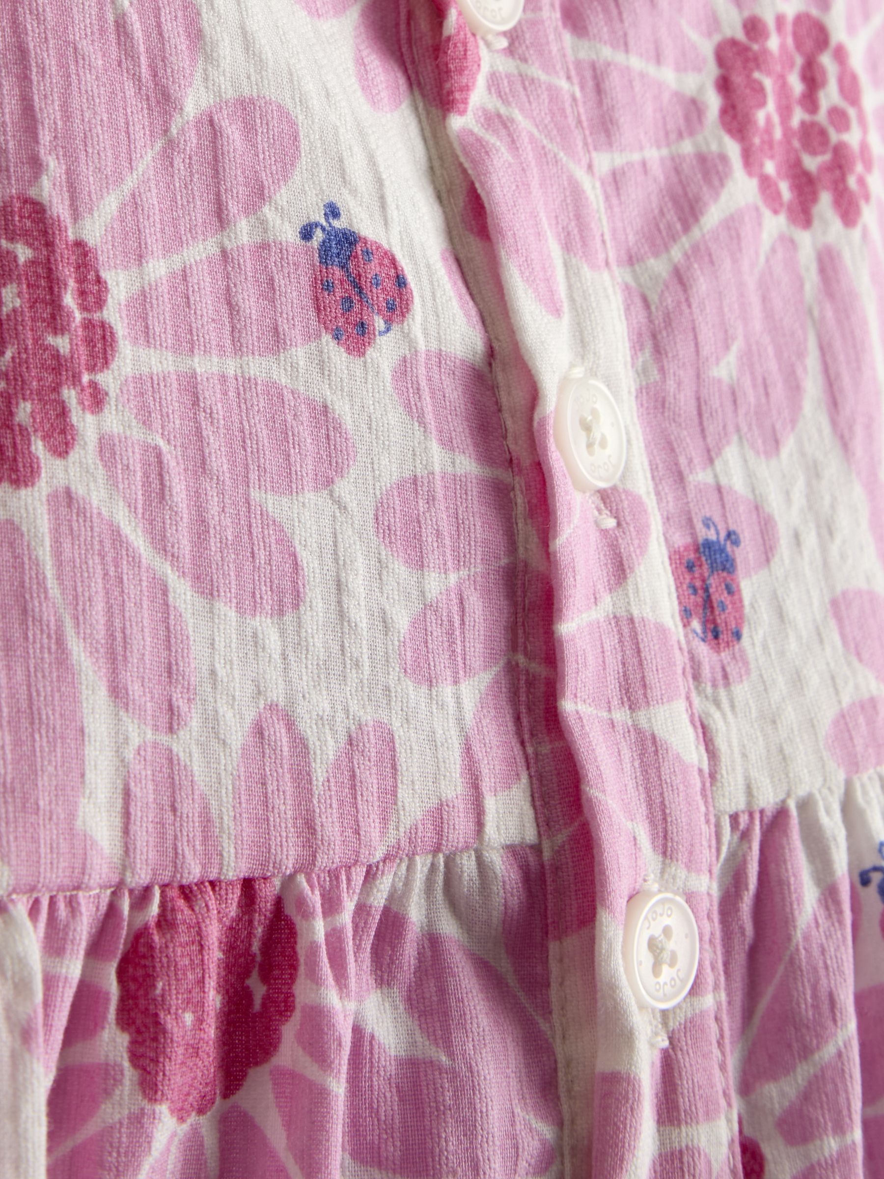 Pink Daisy & Ladybird Frill Shoulder Seersucker Top & Short Set - Image 6 of 6