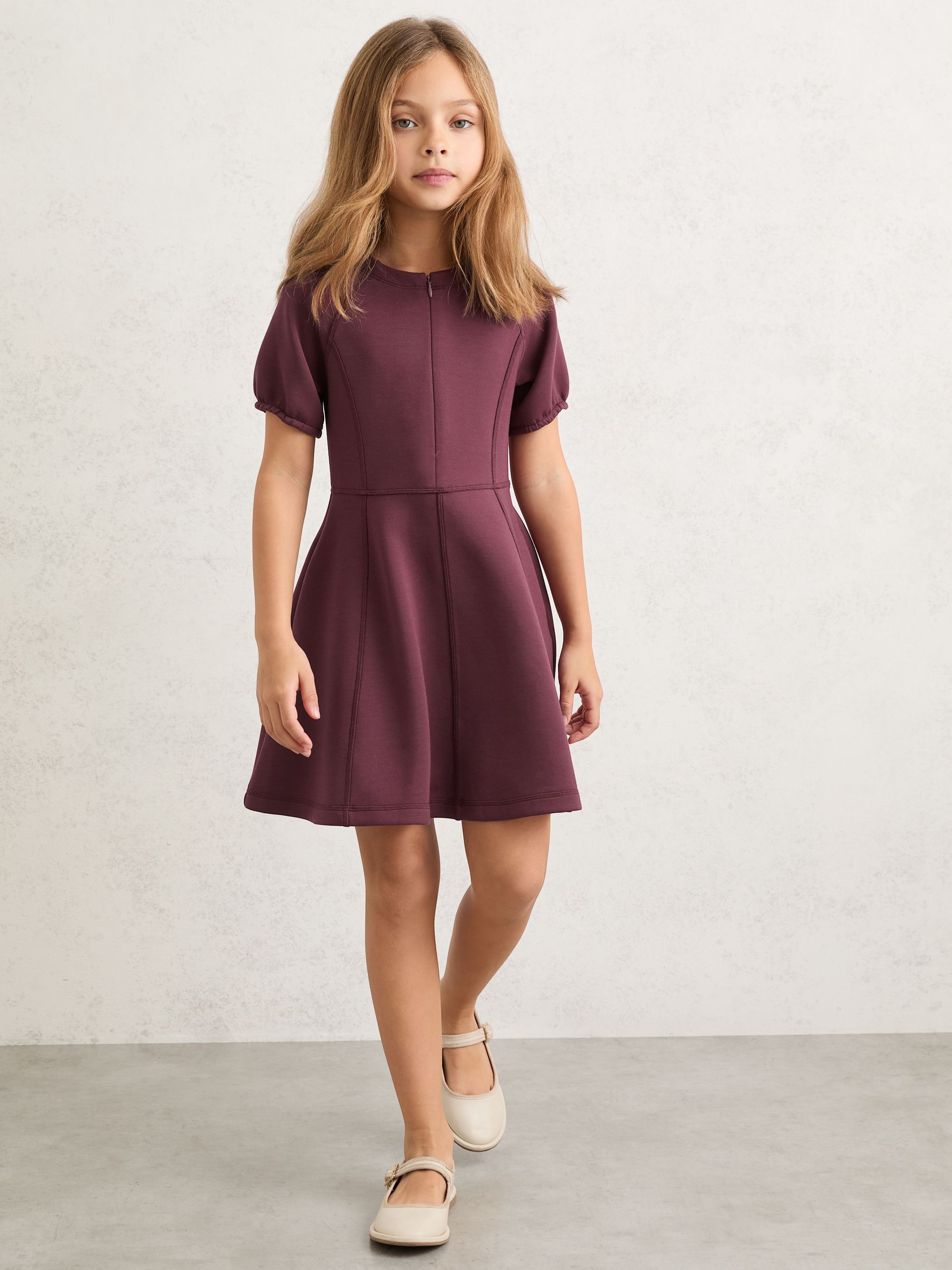 Reiss - Burgundy 3-9 yrs Premium Interlock-jersey Dress, 8-9 Years