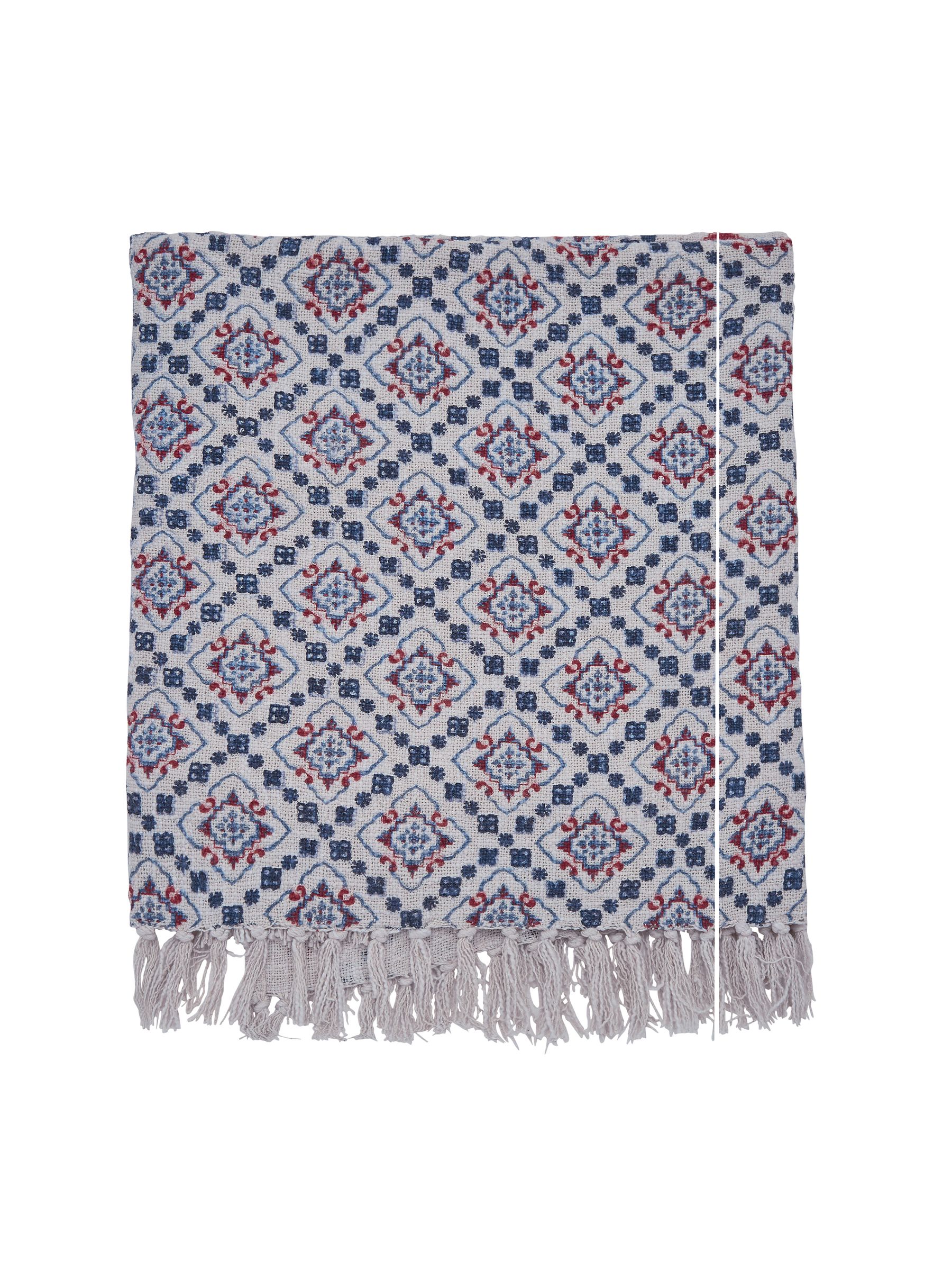 Blue Cream Country Tiles Throw - Image 2 of 3