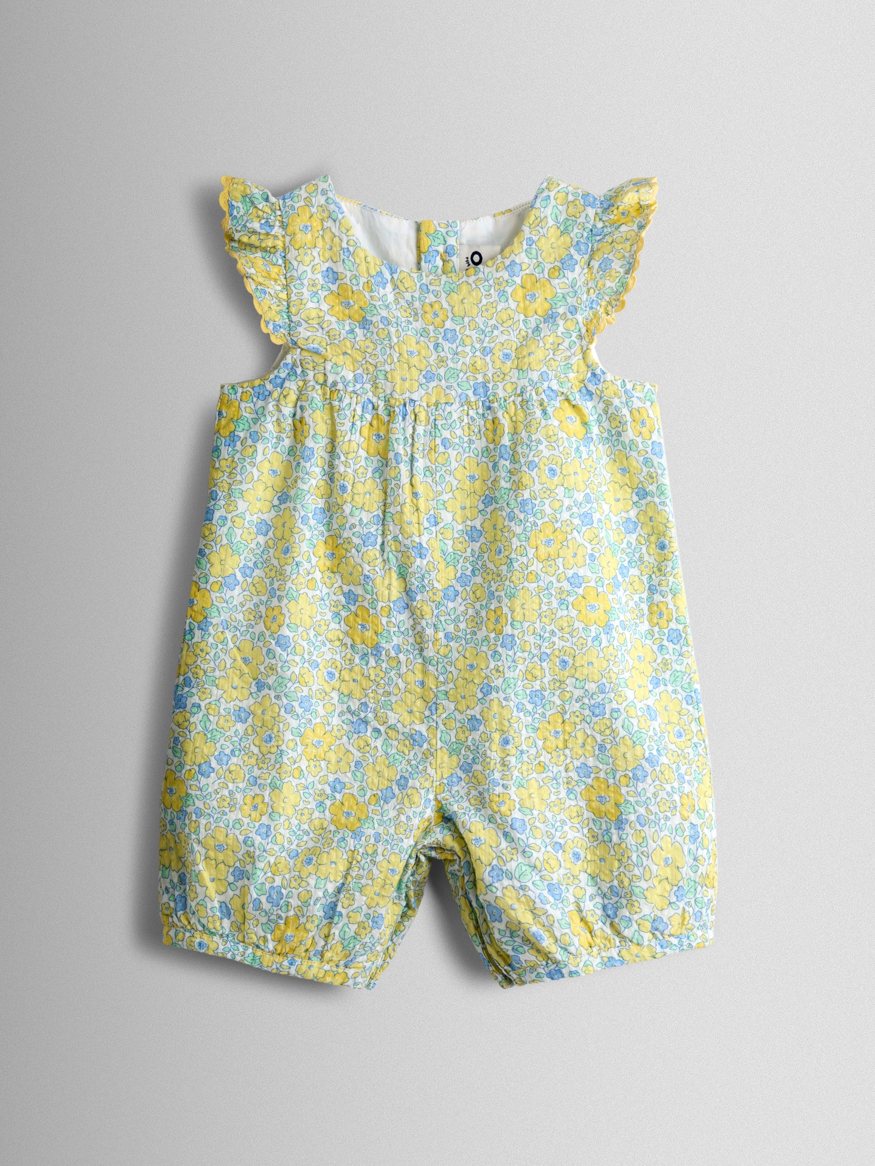 Yellow Floral Printed Romper & Headband - Image 1 of 3