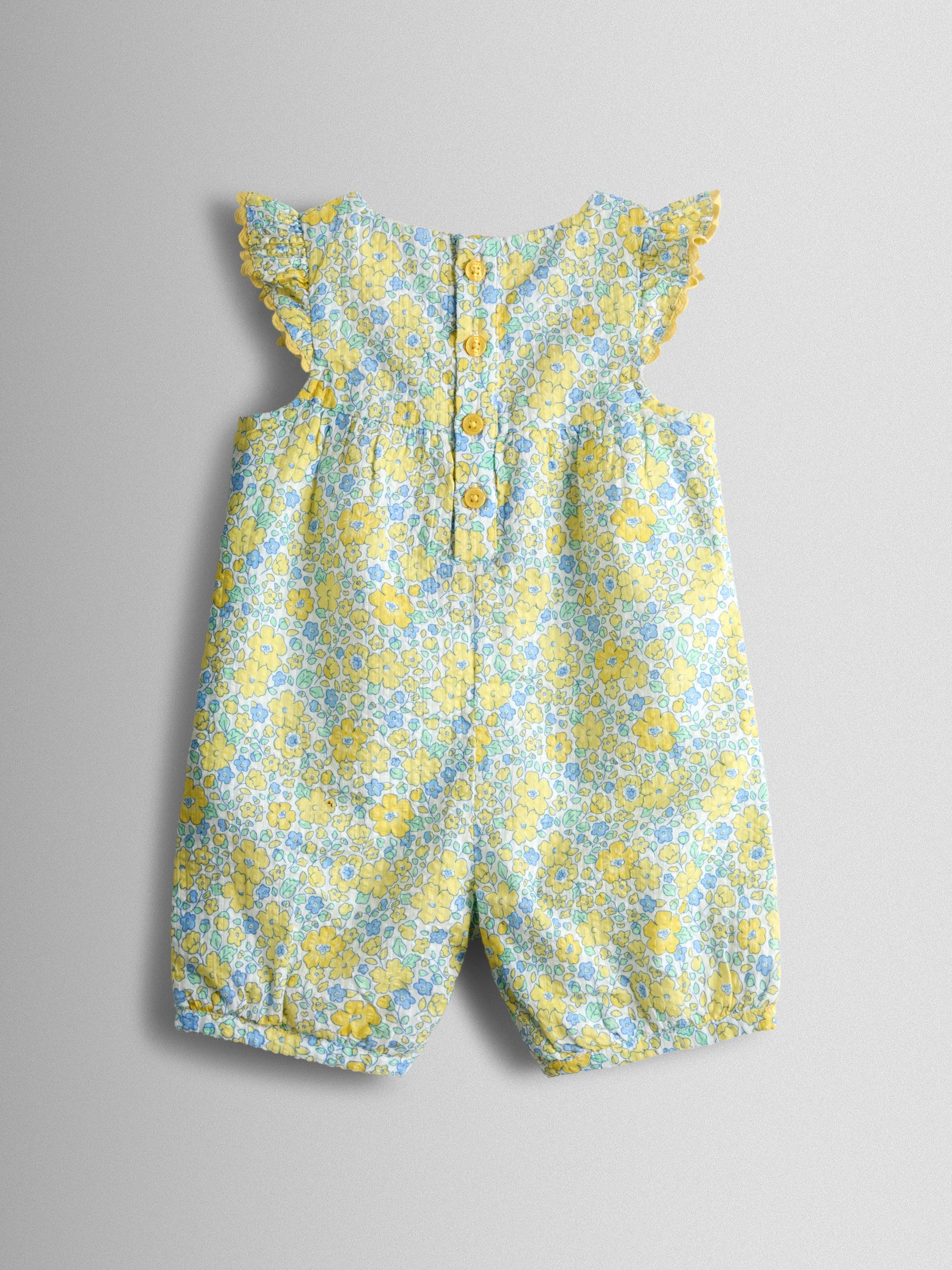 Yellow Floral Printed Romper & Headband - Image 2 of 3