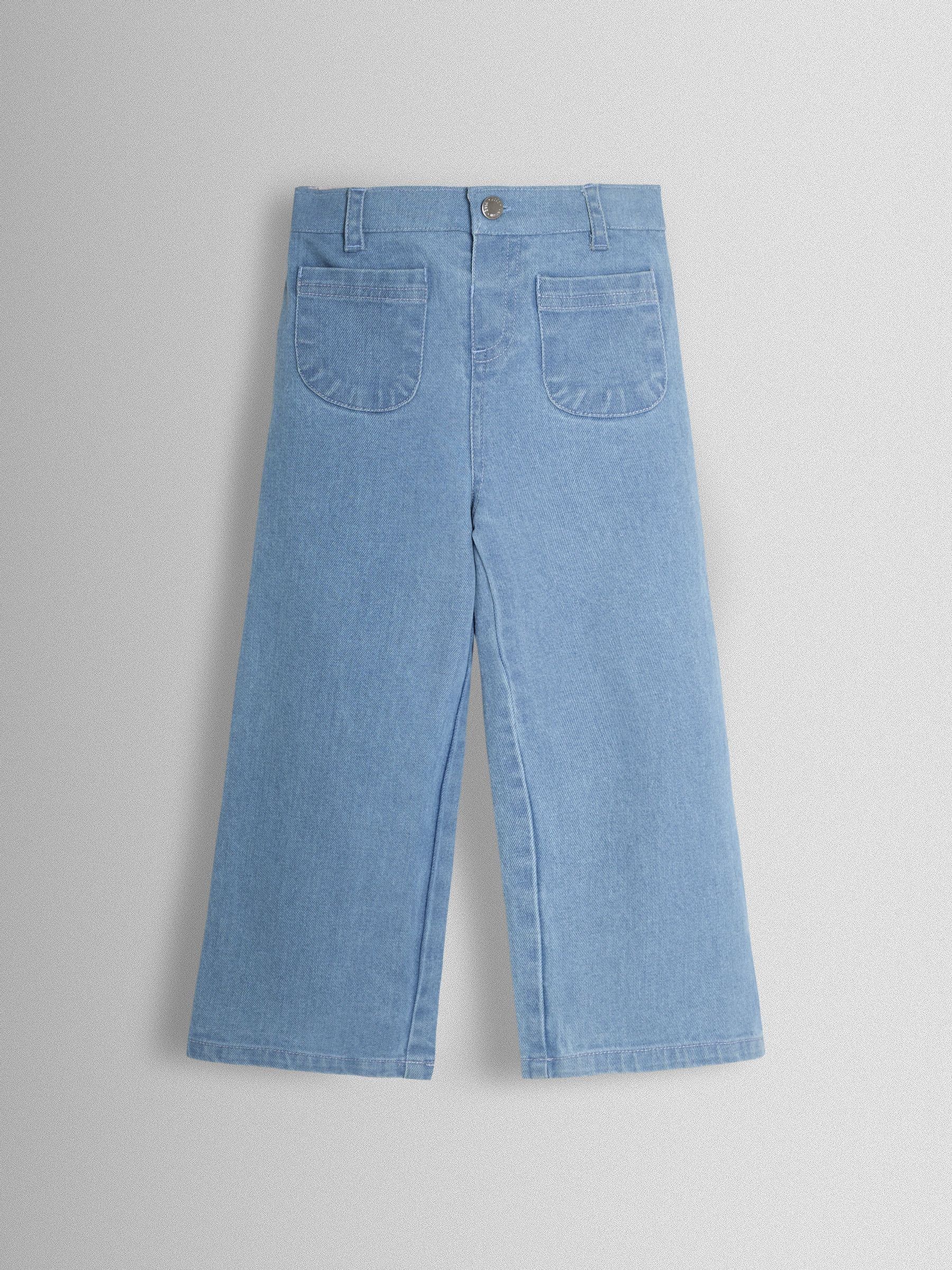 Denim Blue Wide Leg Patch Pocket Denim Trousers - Image 1 of 3