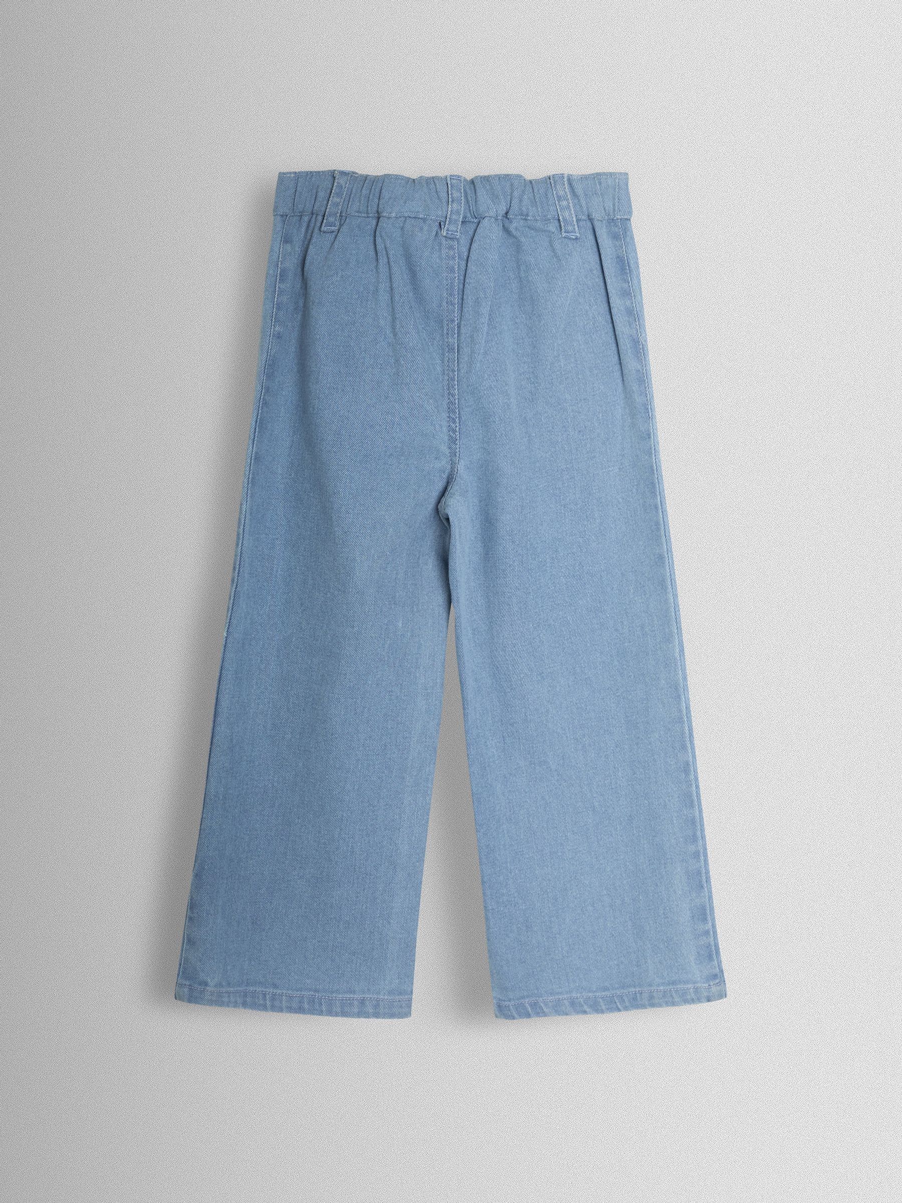 Denim Blue Wide Leg Patch Pocket Denim Trousers - Image 2 of 3