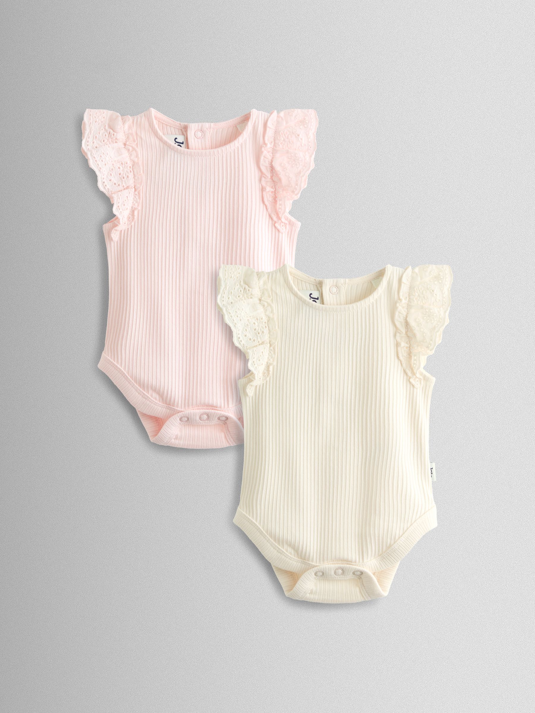 Pink & Cream 2-Pack Broderie Frill Sleeve Body - Image 1 of 7