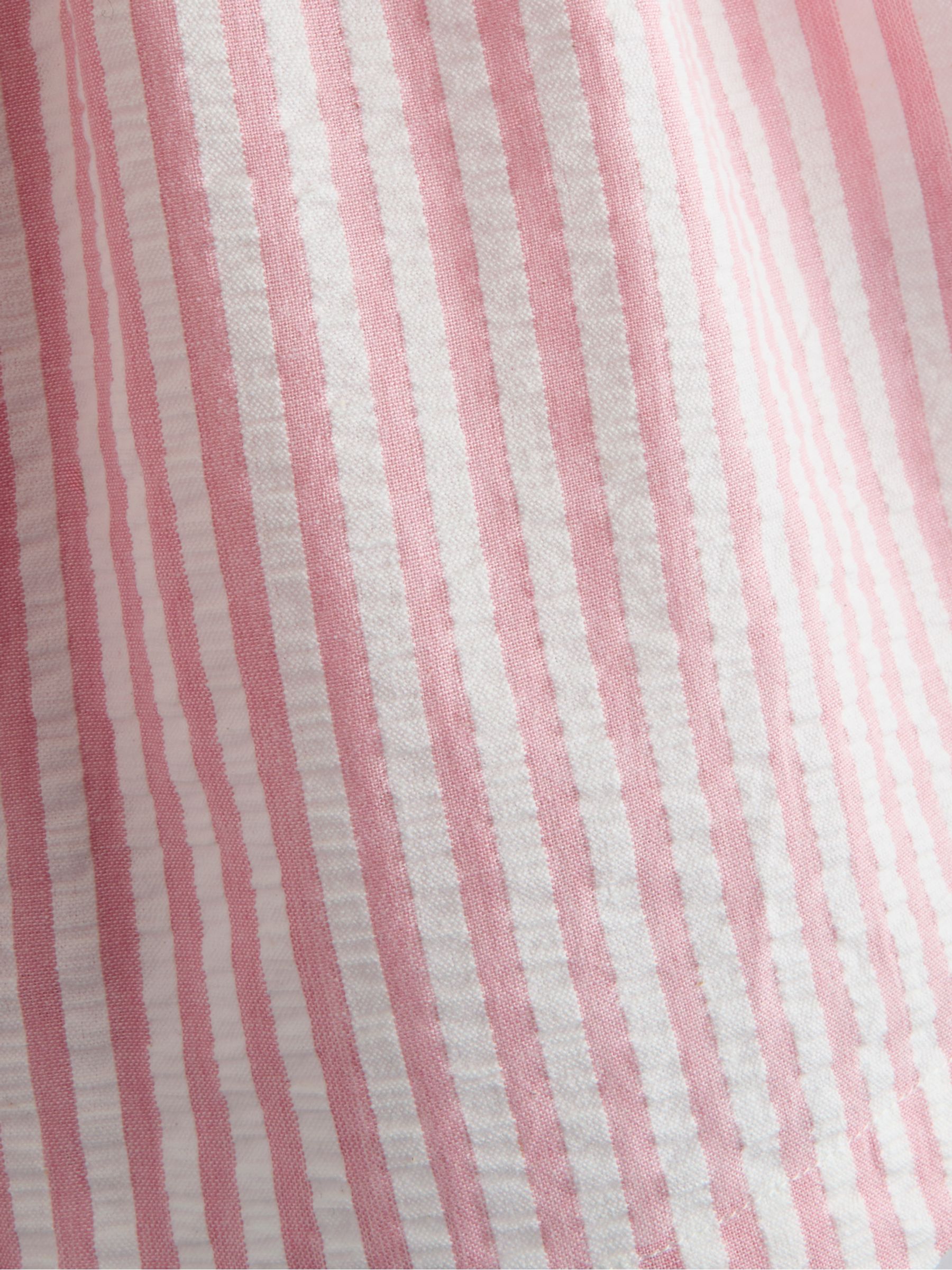 Dusky Pink Stripe Daisy Smocked Frill Shoulder Playsuit - Image 4 of 4