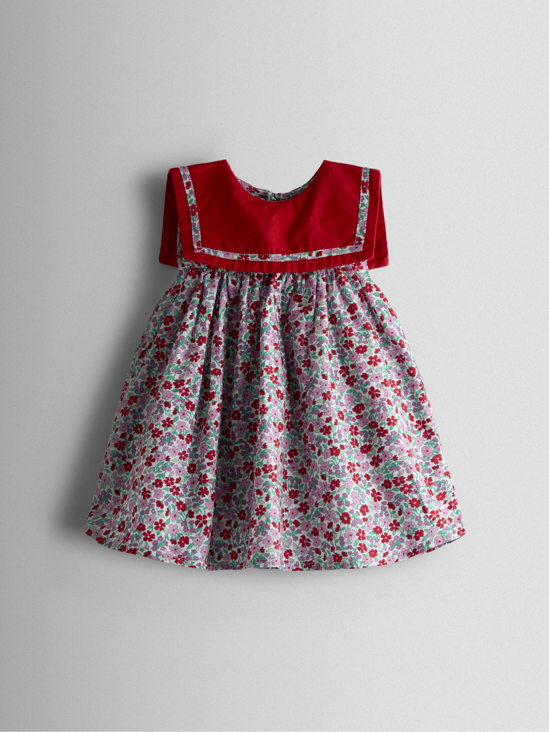 Red Ditsy Floral Sailor Baby Dress - Image 2 of 6 Red Ditsy Floral Sailor Baby Dress - Image 2 of 6