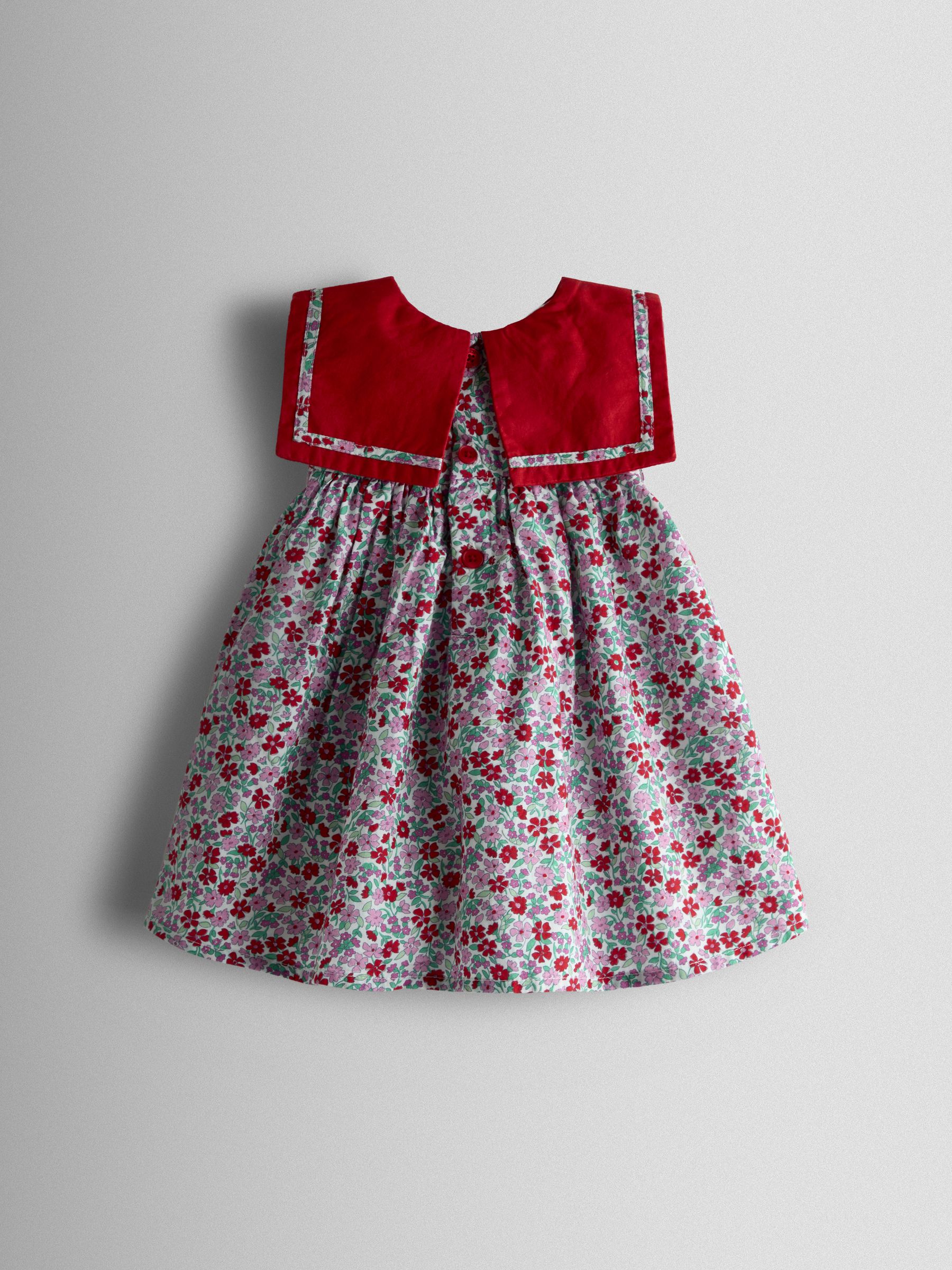 Red Ditsy Floral Sailor Baby Dress - Image 3 of 6