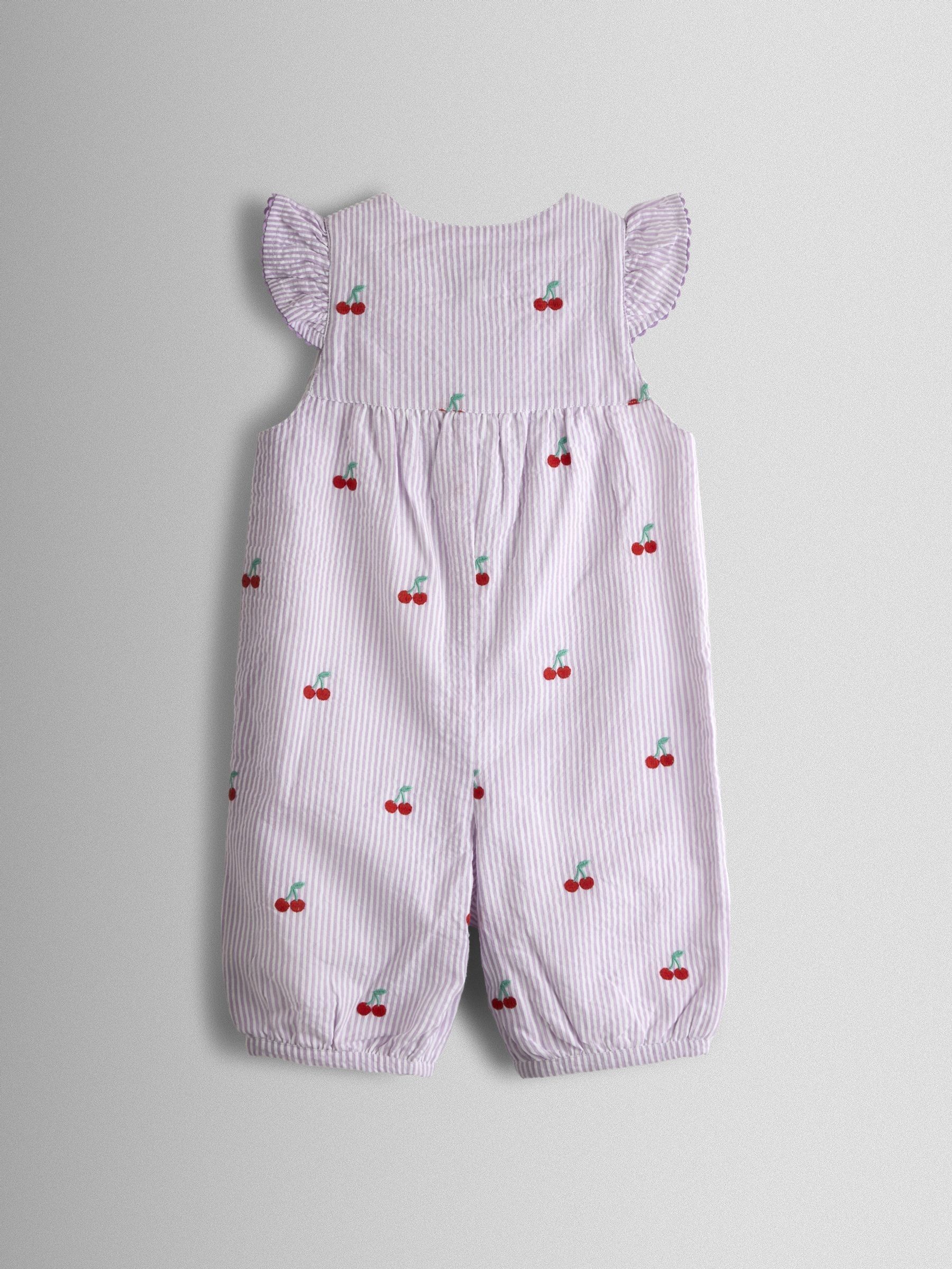 Purple Button Front Embroidered Romper - Image 2 of 3