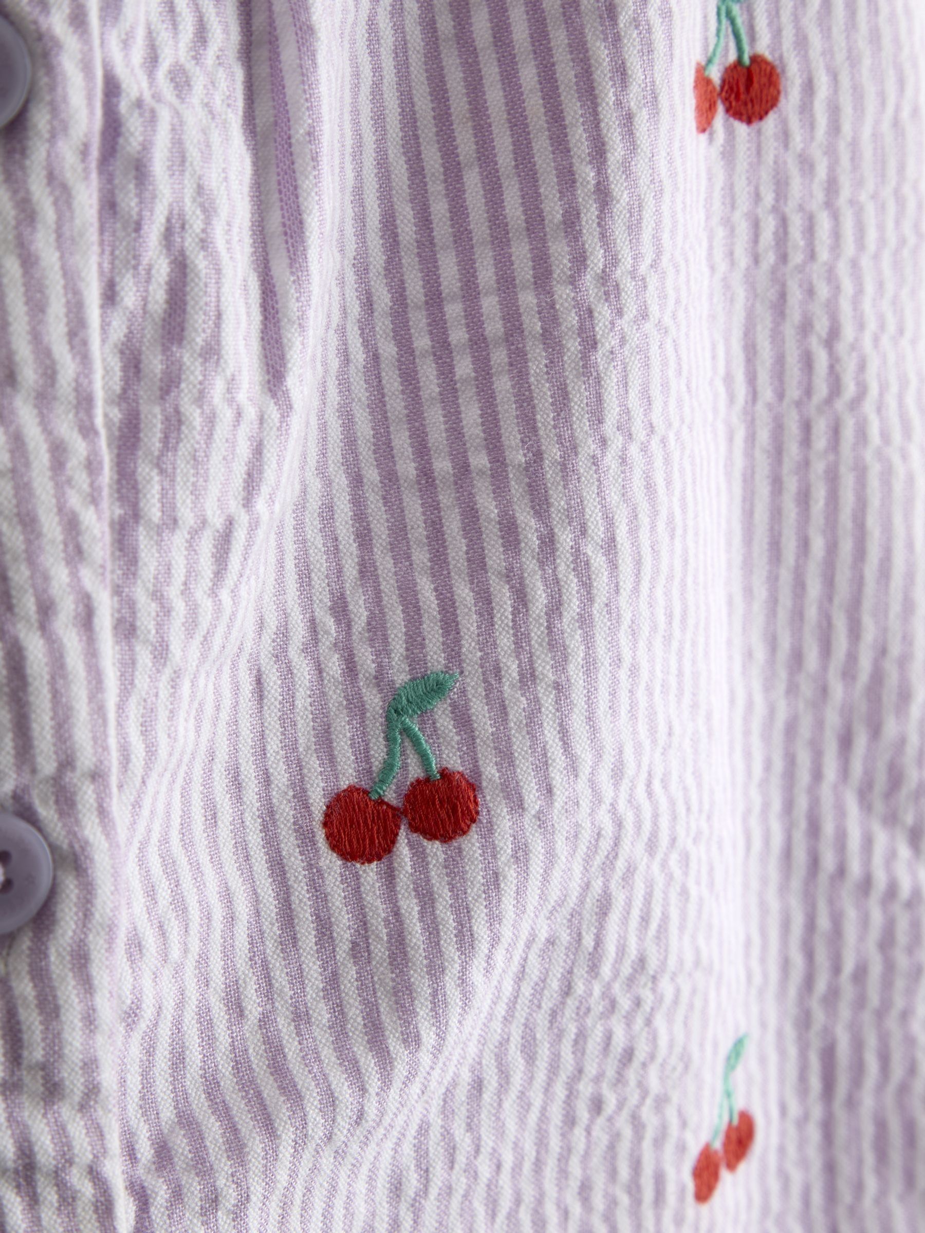 Purple Button Front Embroidered Romper - Image 3 of 3