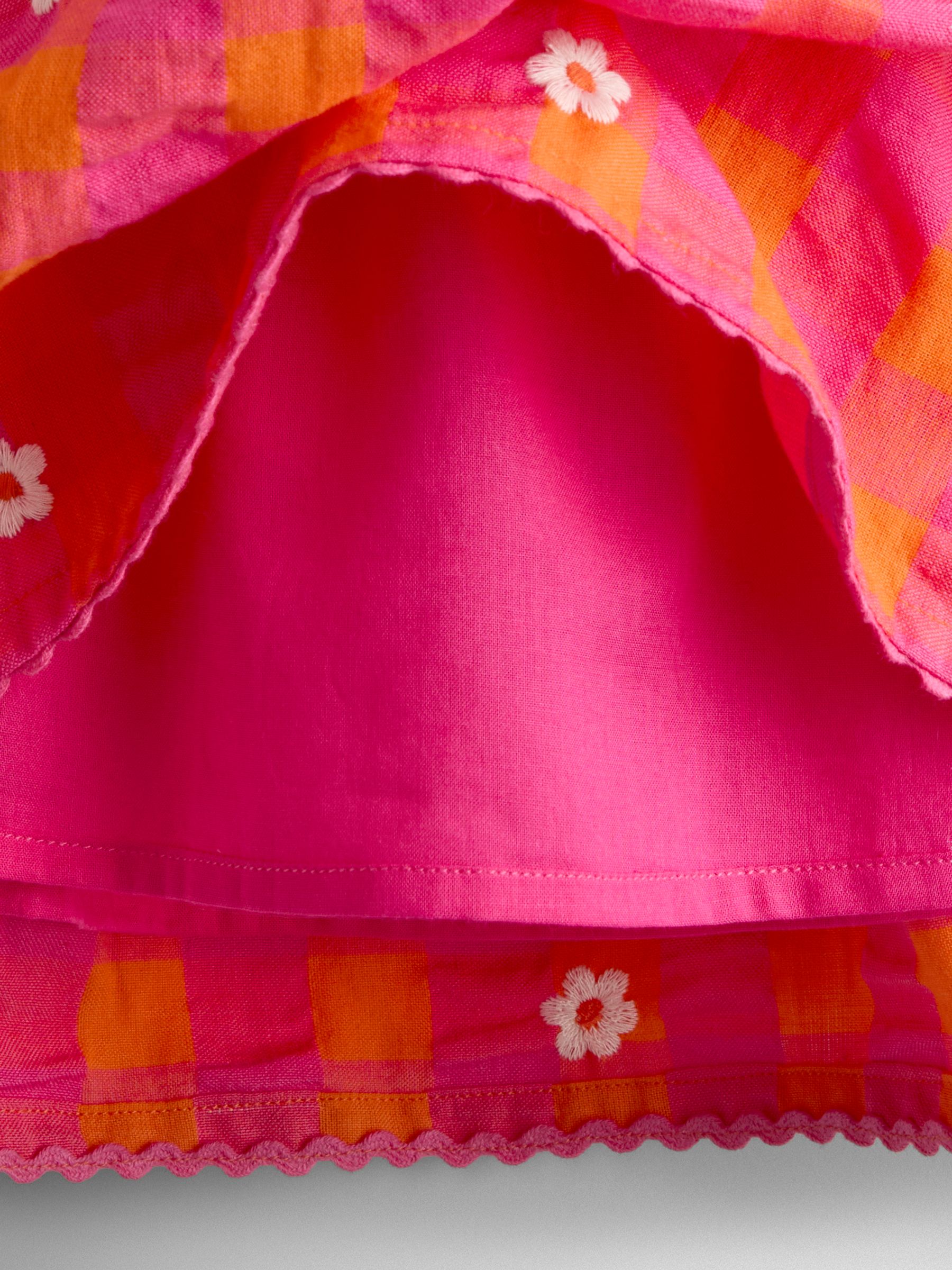Bright Pink Daisy Frill Shoulder Embroidered Dress - Image 5 of 5