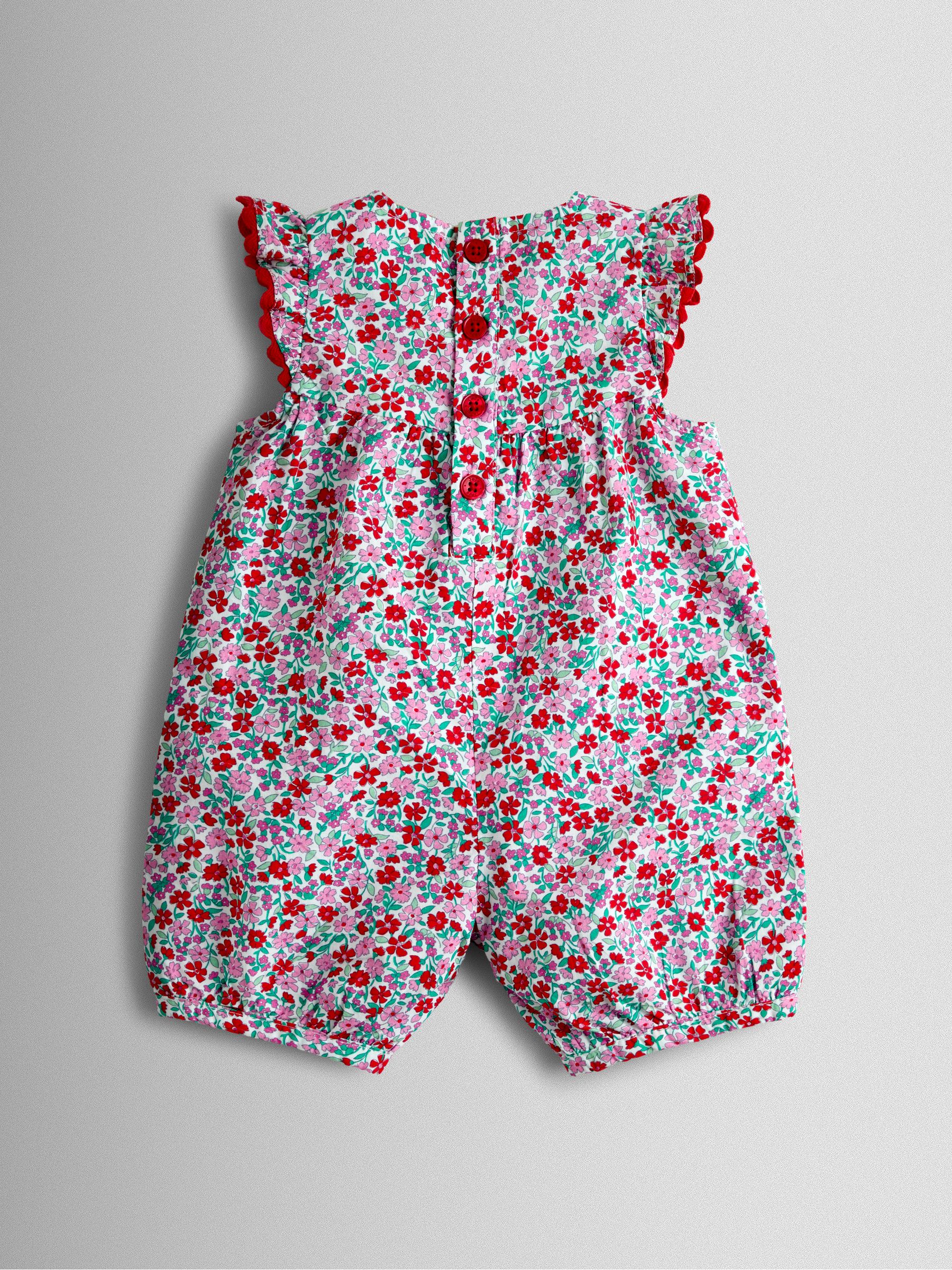 Red Floral Ruffle Shoulder Romper - Image 2 of 3