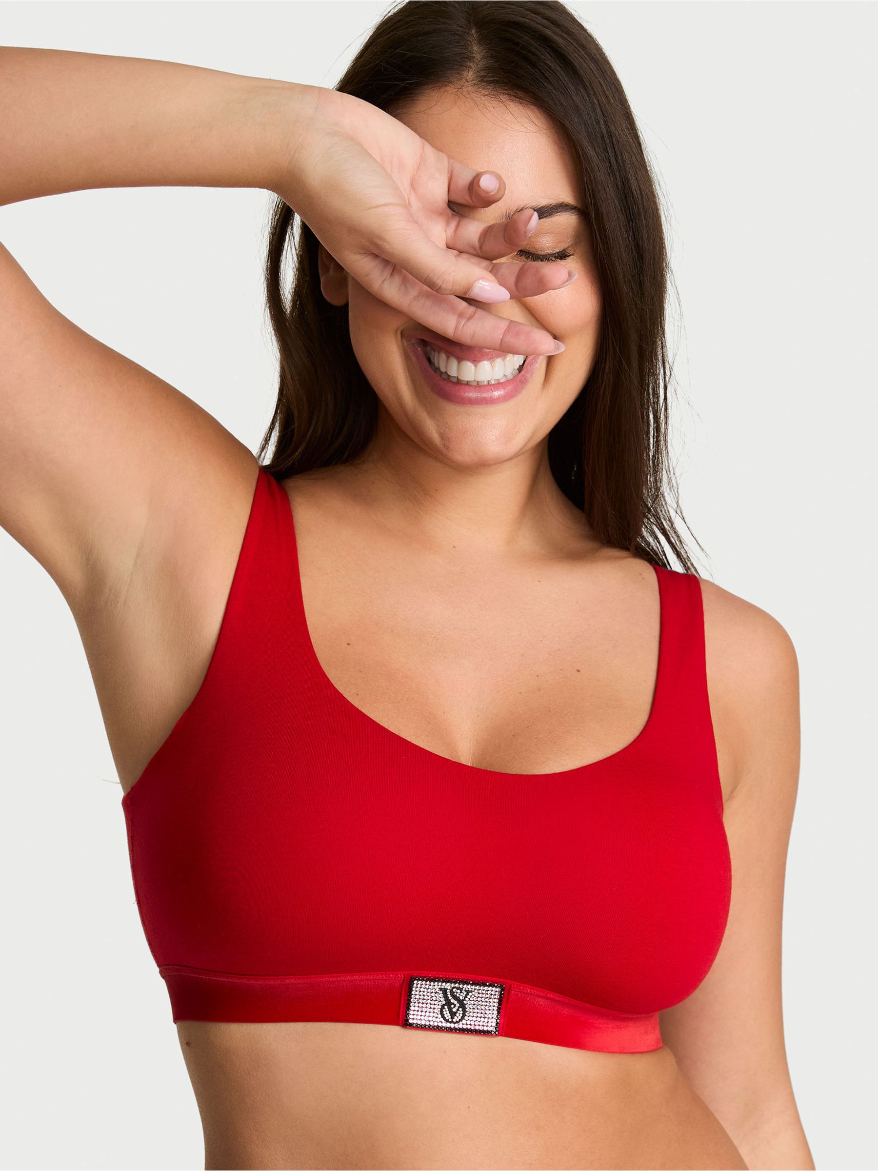 Lipstick Red Logo Shine Patch Scoop Bralette - Image 1 of 2