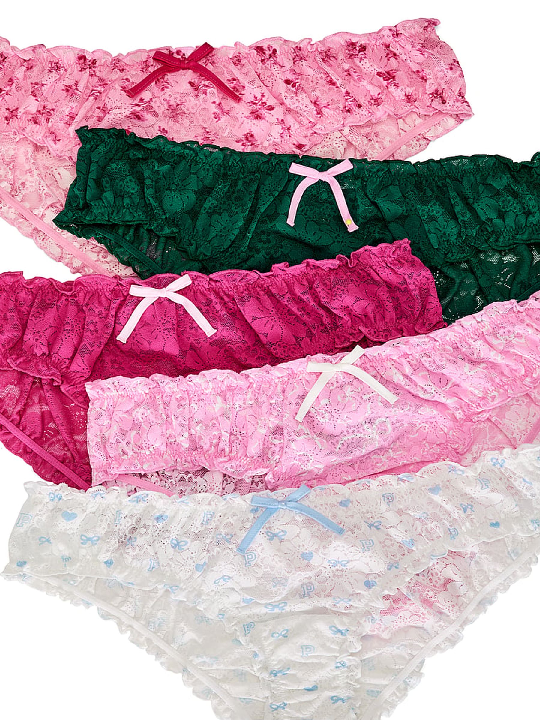 Pink/Green/White Cheeky Knickers 5 Pack - Image 2 of 2