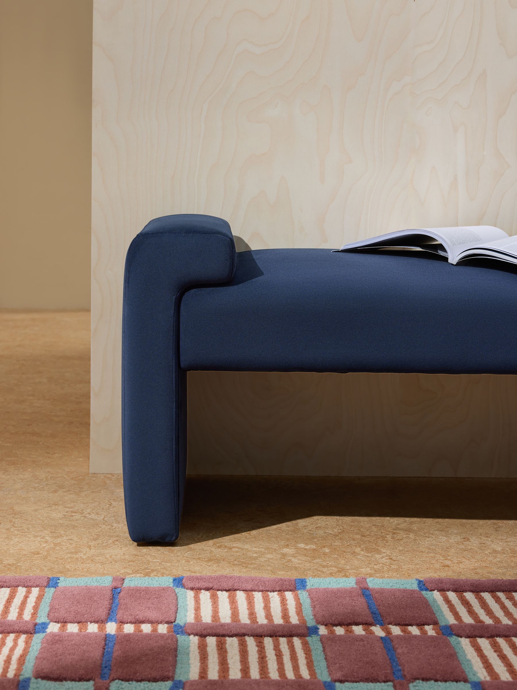 Brixton Bench in Dark Midnight Blue Velvet - Image 2 of 4