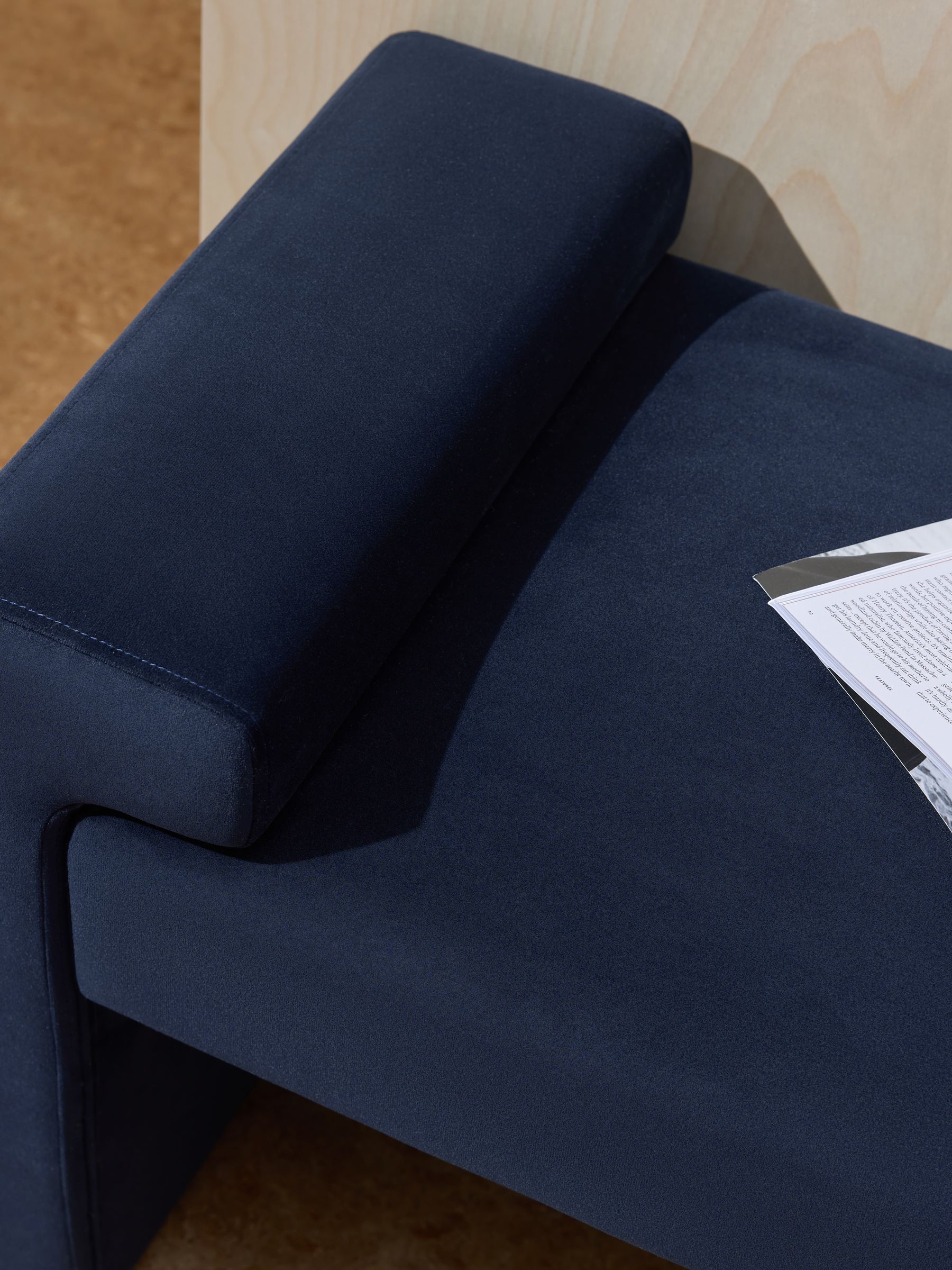 Brixton Bench in Dark Midnight Blue Velvet - Image 3 of 4