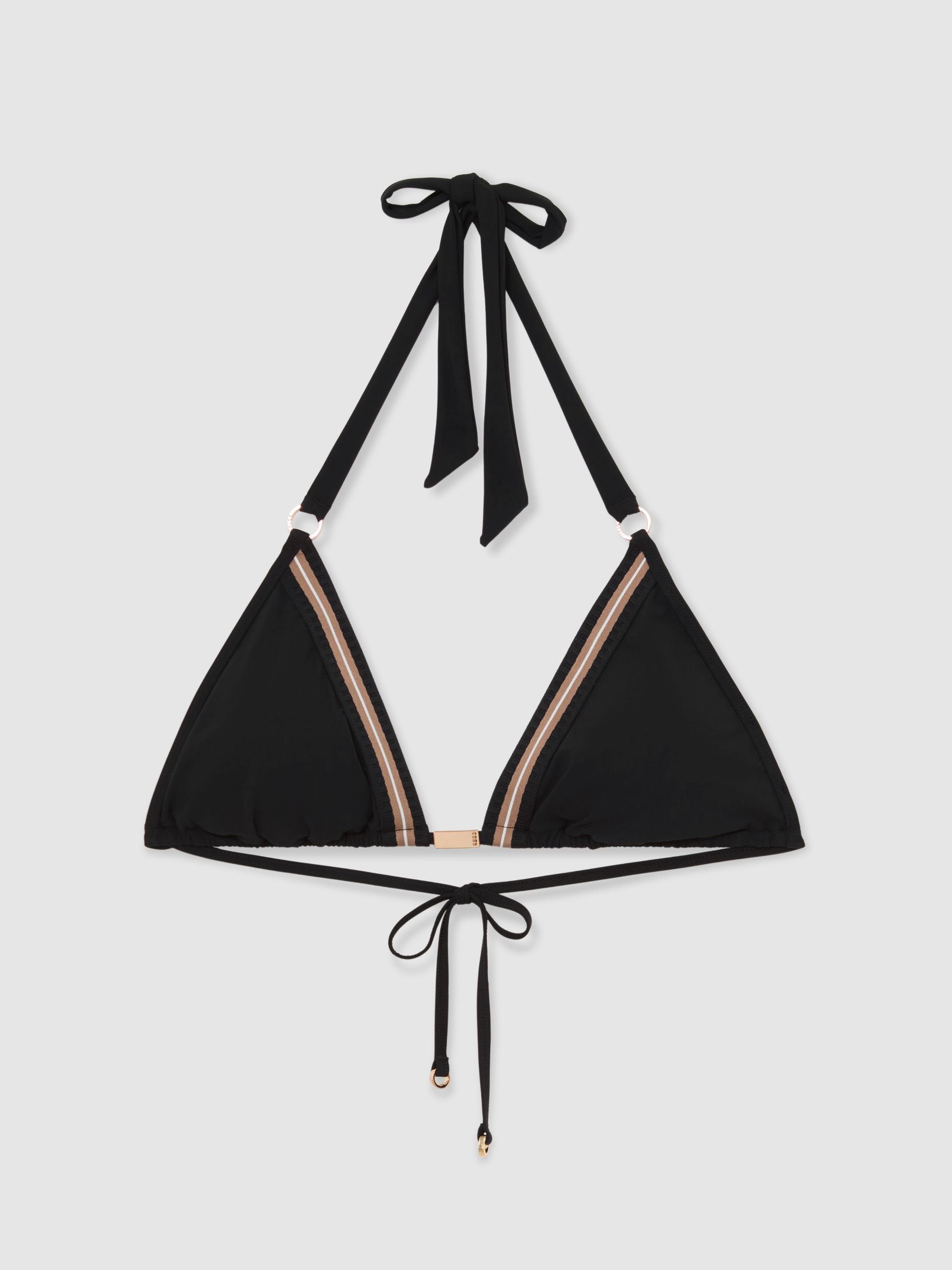 Contrast-Stripe Triangle Bikini Top in Black/White - image 1
