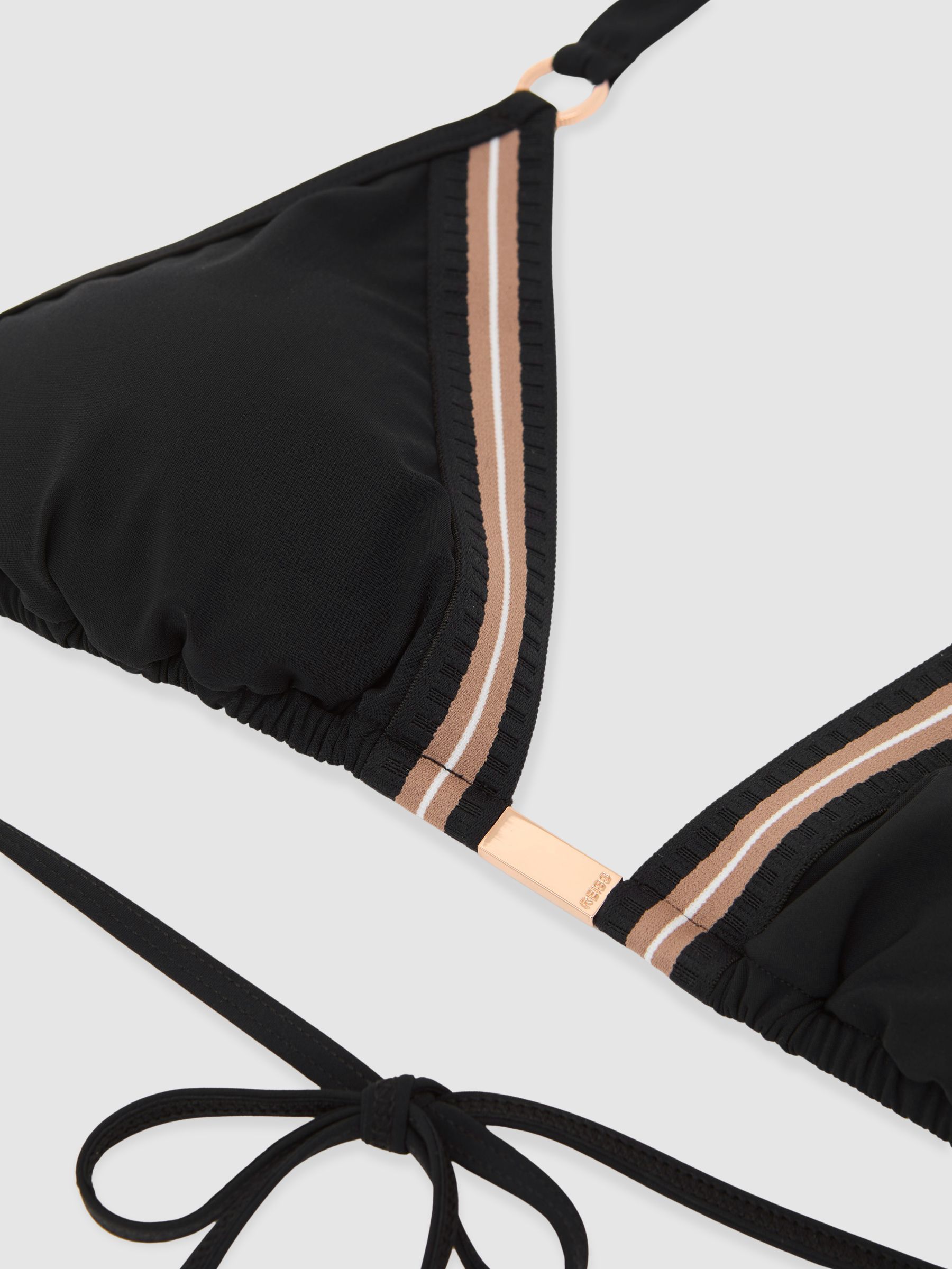 Contrast-Stripe Triangle Bikini Top in Black/White - image 3