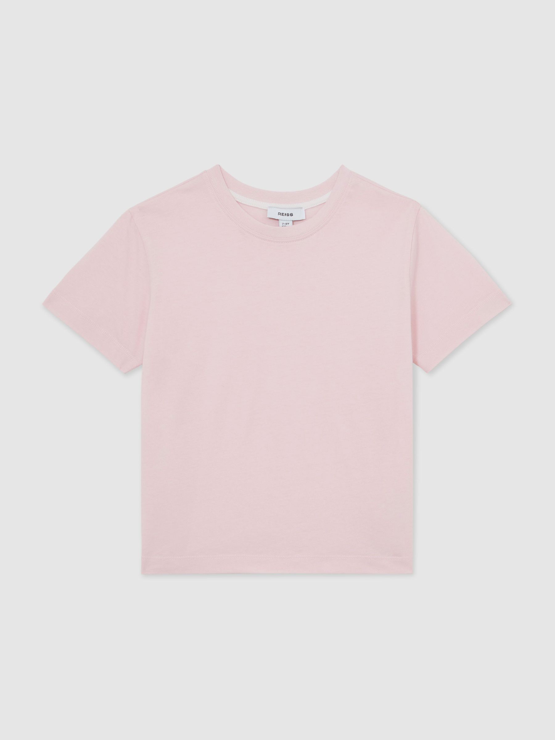 13-14 yrs Cotton Crew-Neck T-Shirt in Pale Pink - Image 1 of 4
