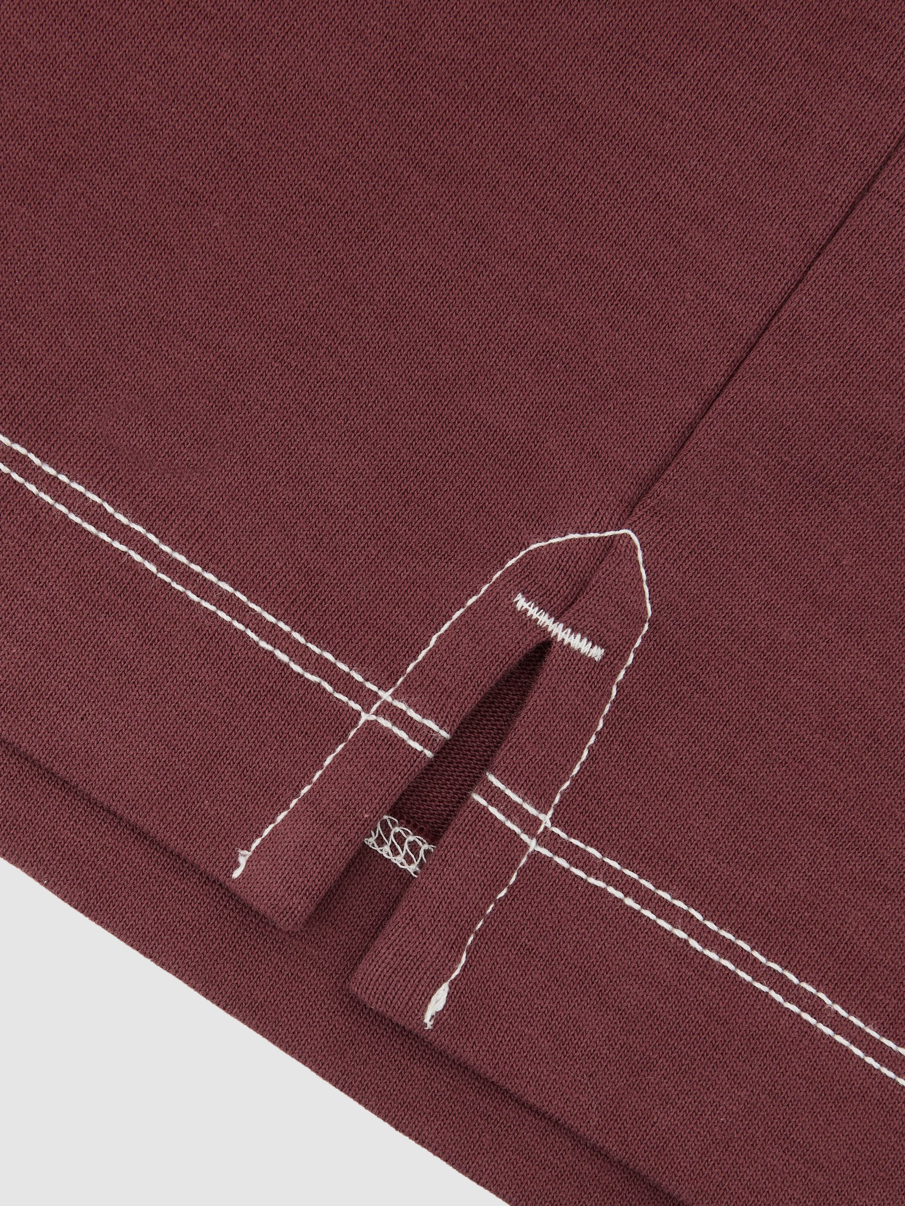 Cotton Contrast-Stitch Oversize T-Shirt in Raspberry Pink - Image 6 of 6