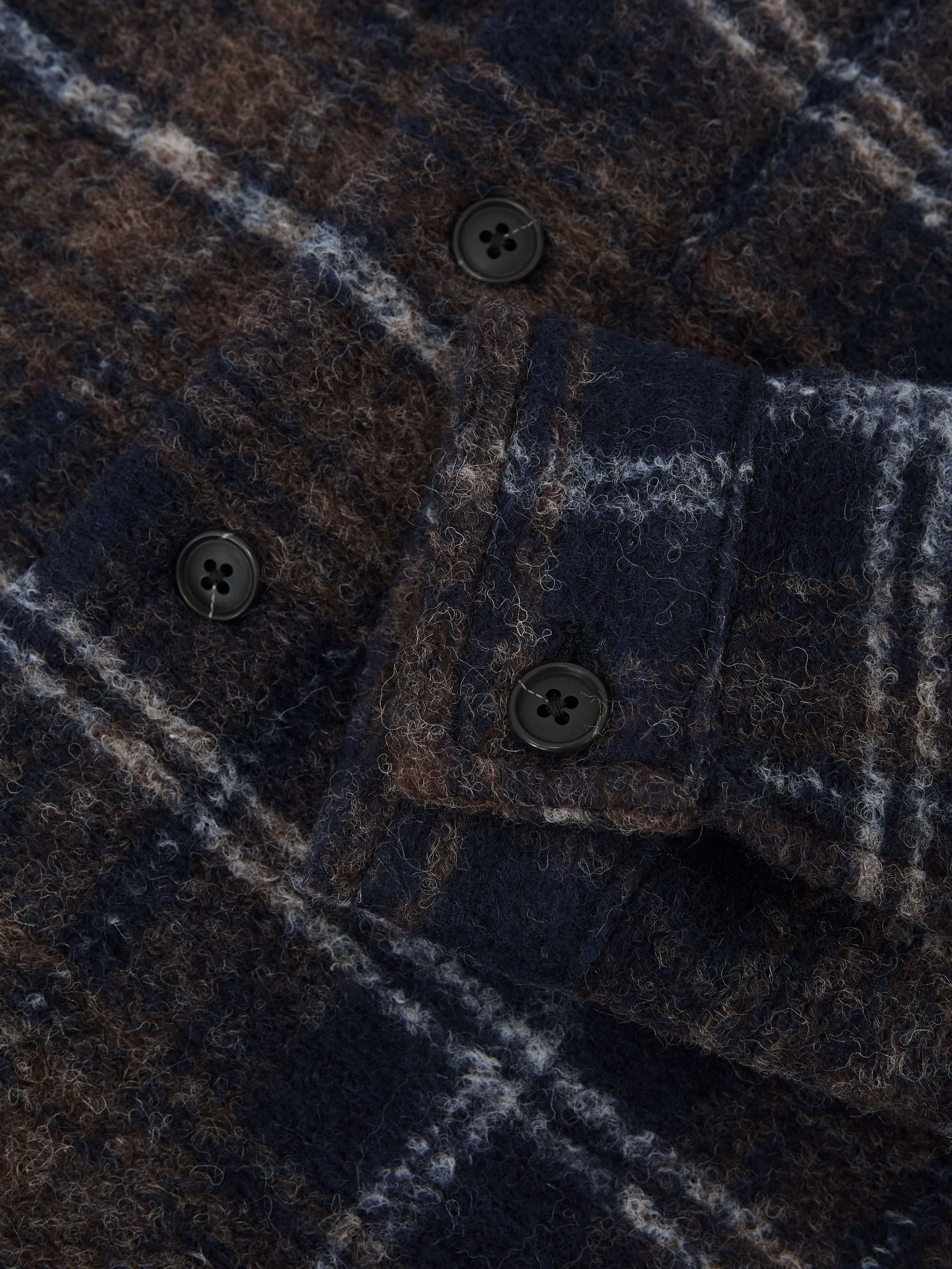 13-14 yrs Button-Through Check Overshirt with Wool in Navy/Blue/Brown - Image 5 of 5
