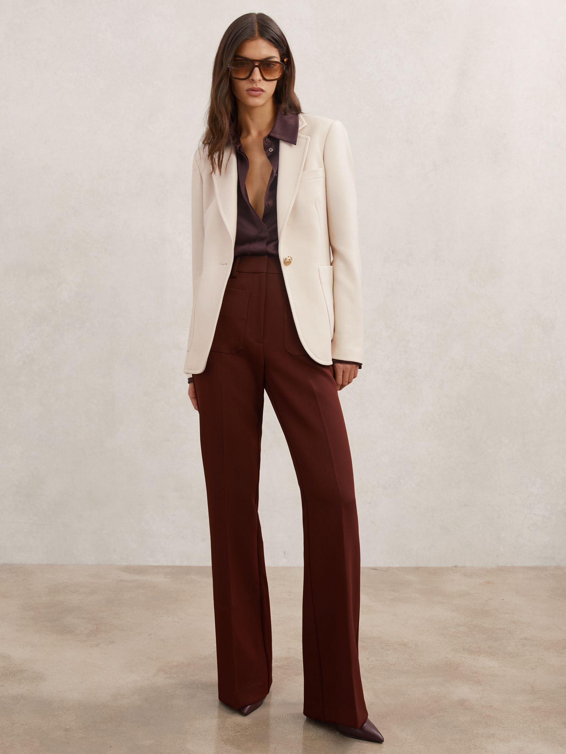 Petite Wool-Blend Single-Breasted Blazer in Cream - Image 1 of 7