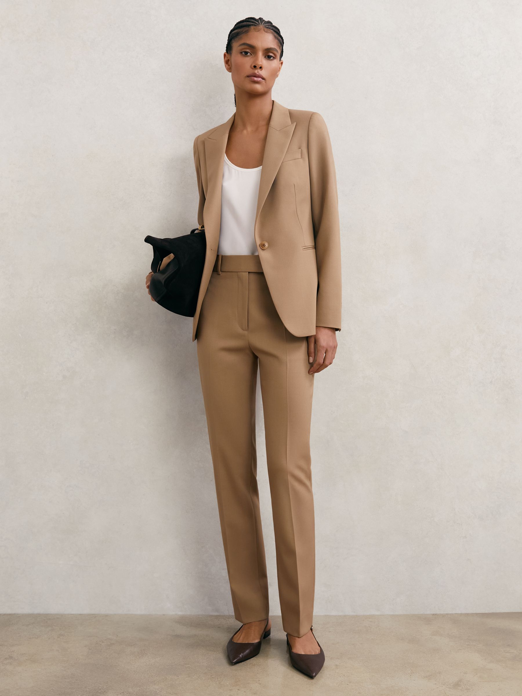 Wool-Blend Slim-Leg Suit Trousers in Camel - image 2