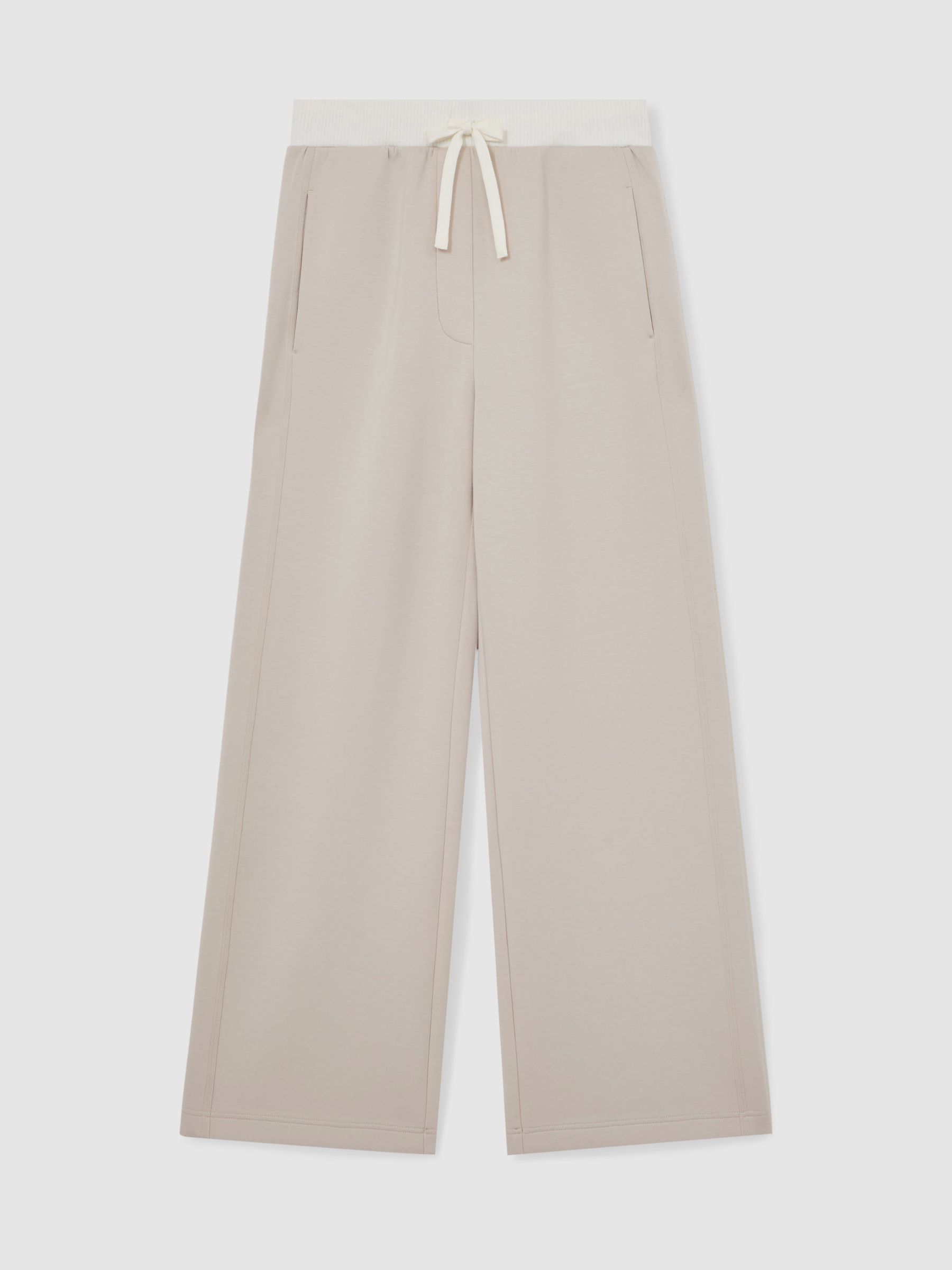 Premium Interlock Wide-Leg Joggers in Stone - image 1