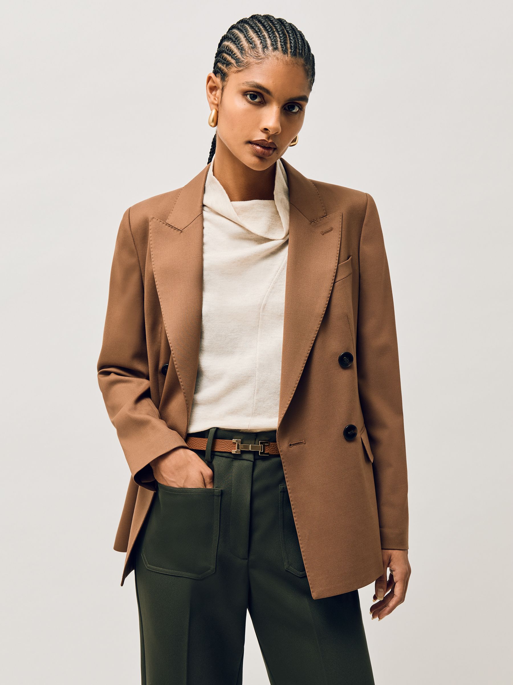 Leather Square Hinge Belt in Tan - image 4