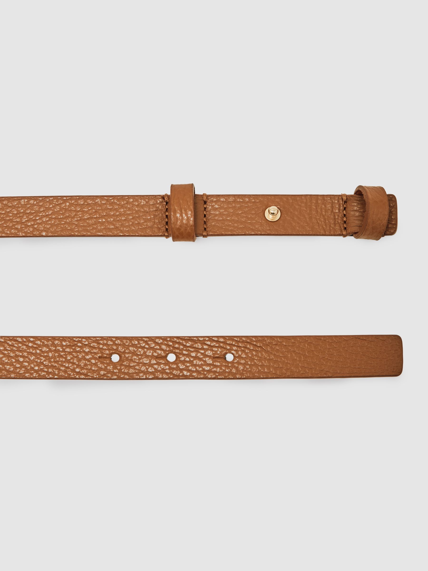 Leather Square Hinge Belt in Tan - Image 3 of 4