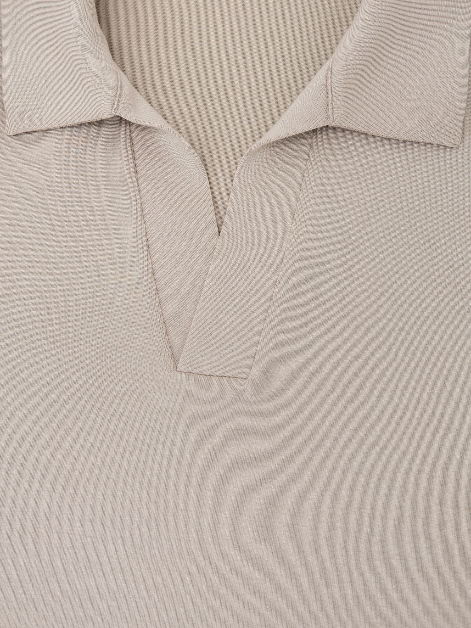 Premium Interlock Open-Collar Polo Sweatshirt in Stone - image 5