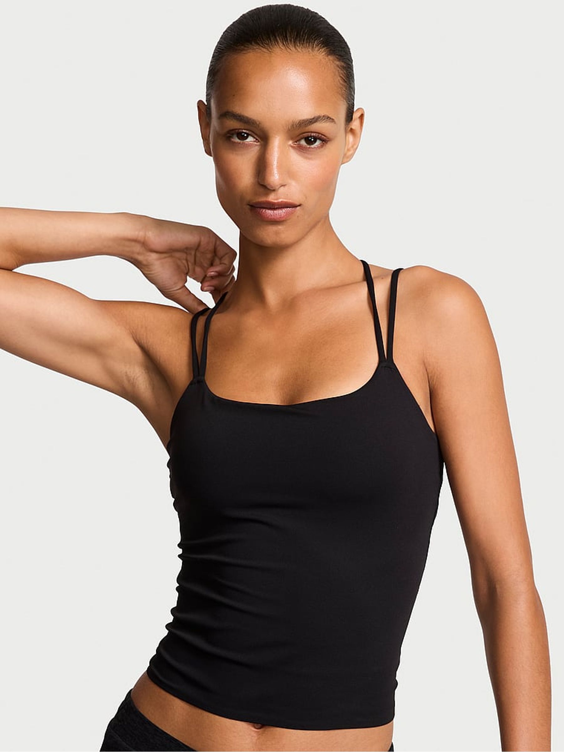 Black Elevate™ Strappy Tank Top - Image 1 of 3 Black Elevate™ Strappy Tank Top - Image 1 of 3