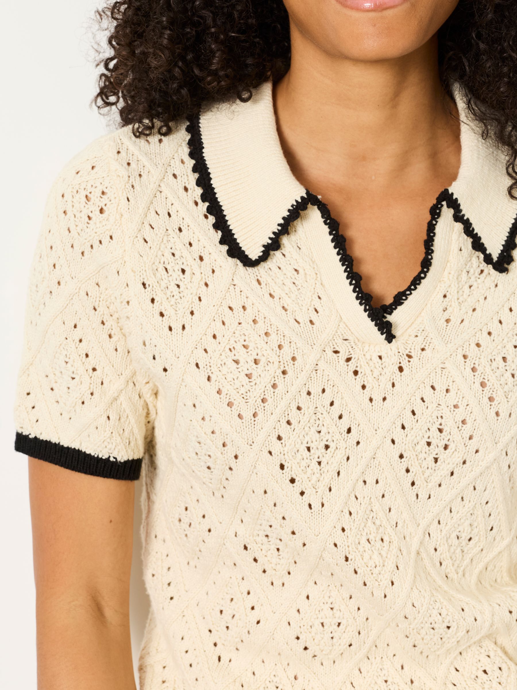 Madison Ivory Tipped Knitted Polo - Image 4 of 5