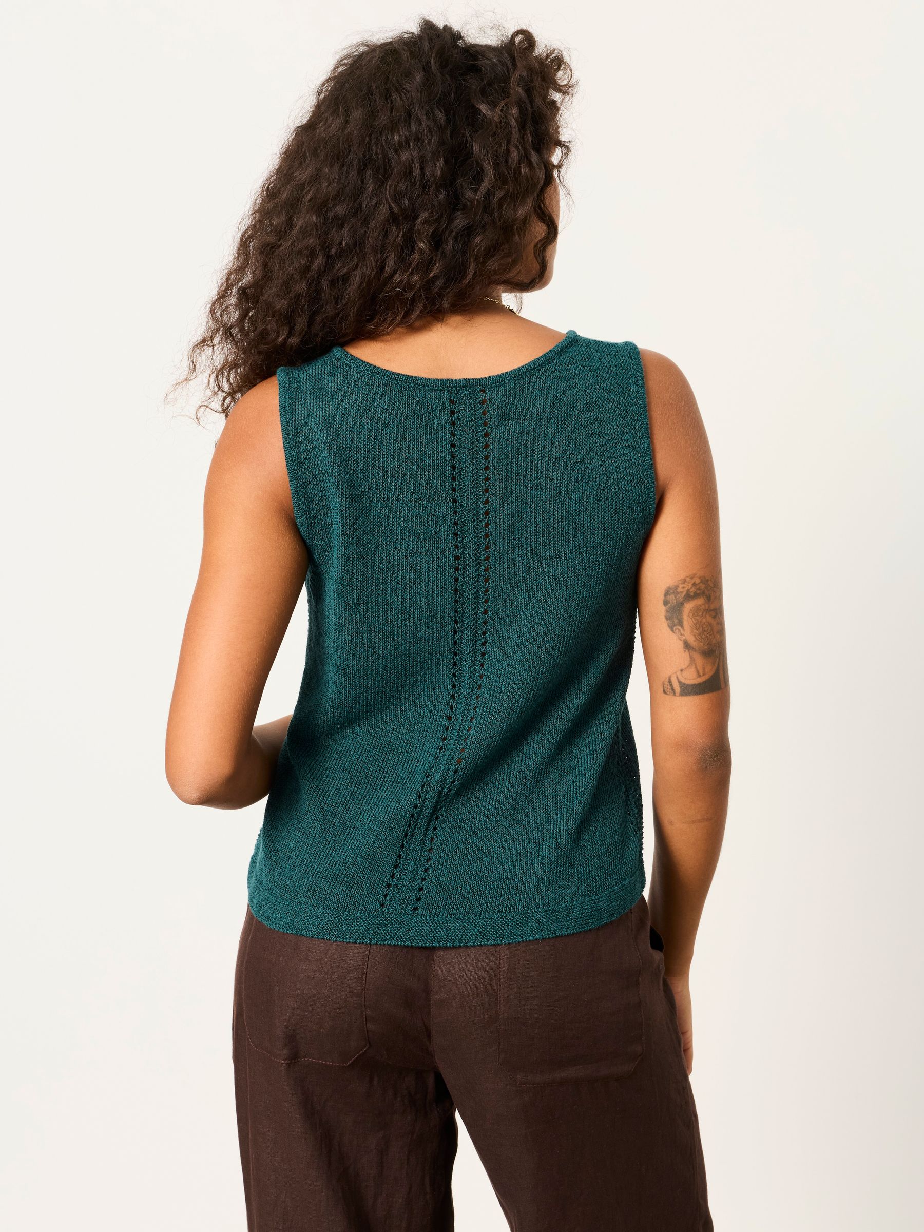 Bree Teal Blue Knitted Tank Top - Image 2 of 6